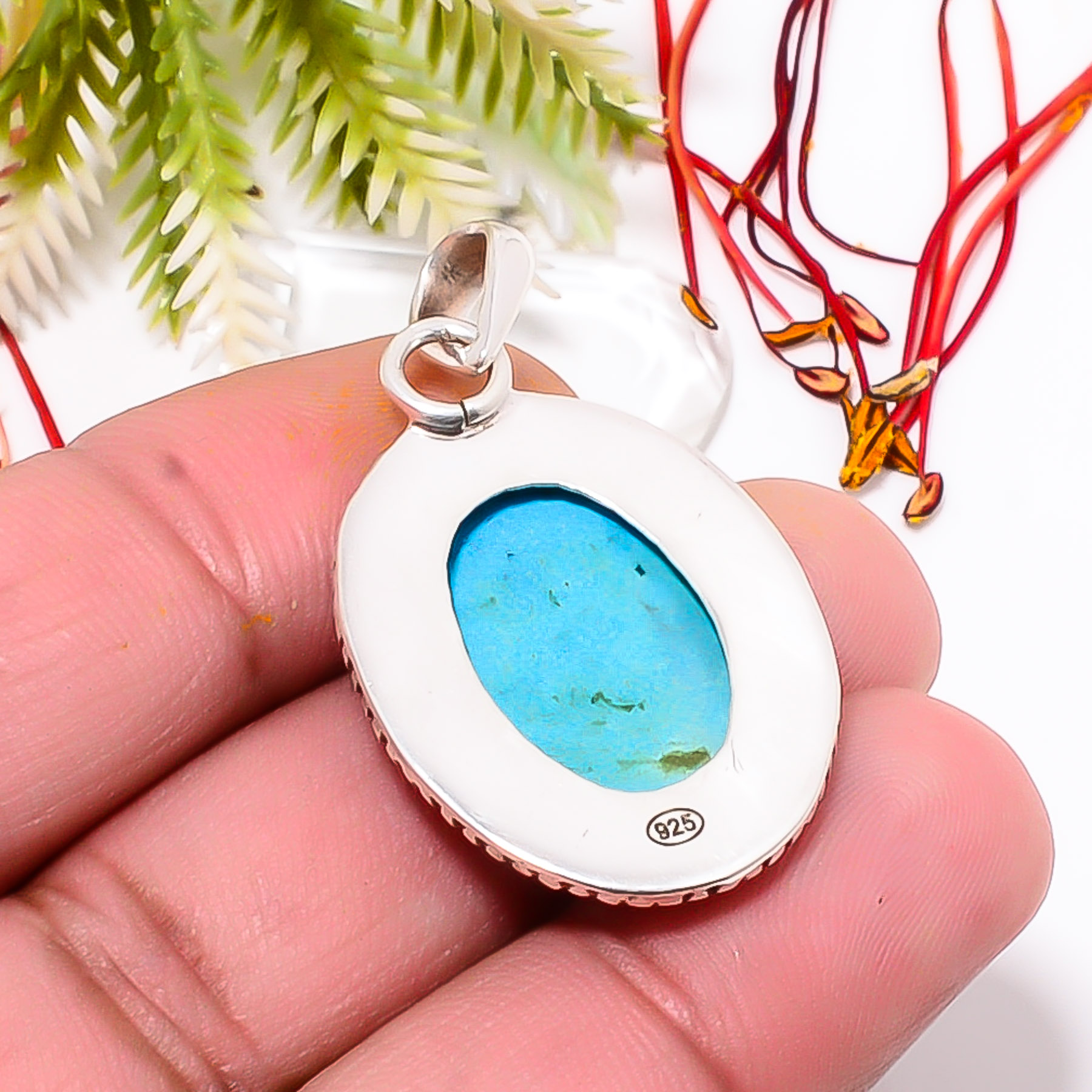 Magnesite Turquoise 925 Solid Sterling Silver Pendant