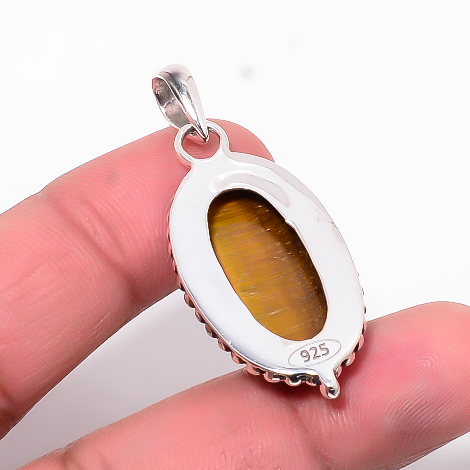 Yellow Tiger Eye - South Africa 925 Solid Sterling Silver Pendant