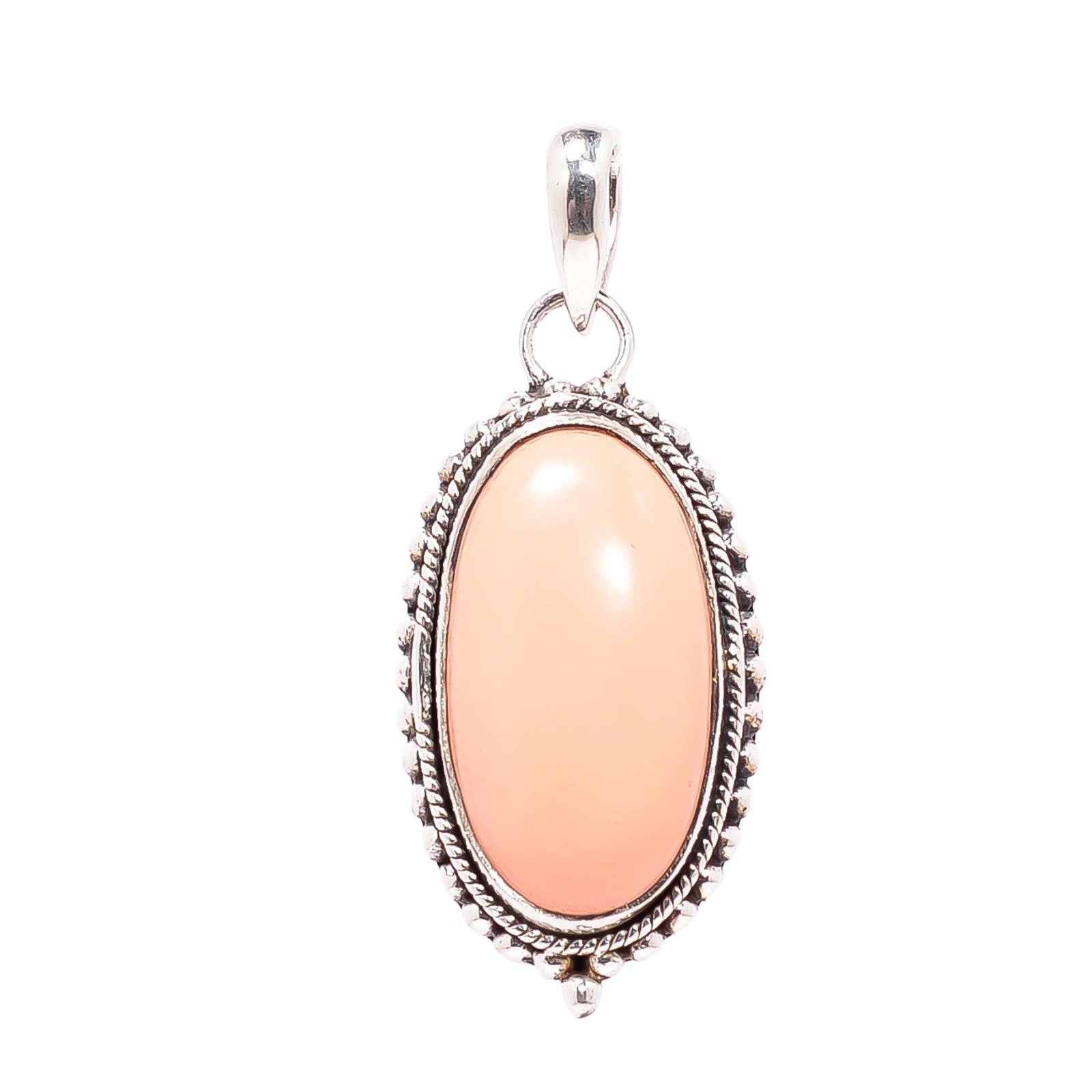 Pink Opal - Simulated 925 Solid Sterling Silver Pendant