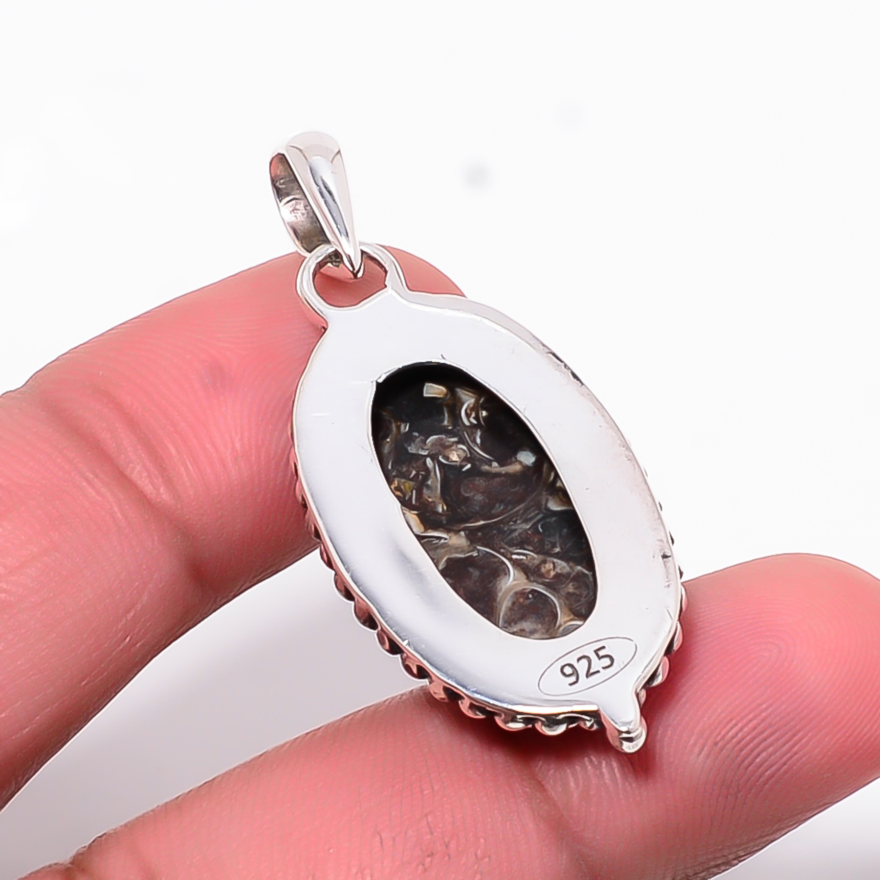 Turritella Agate - Wyoming 925 Solid Sterling Silver Pendant