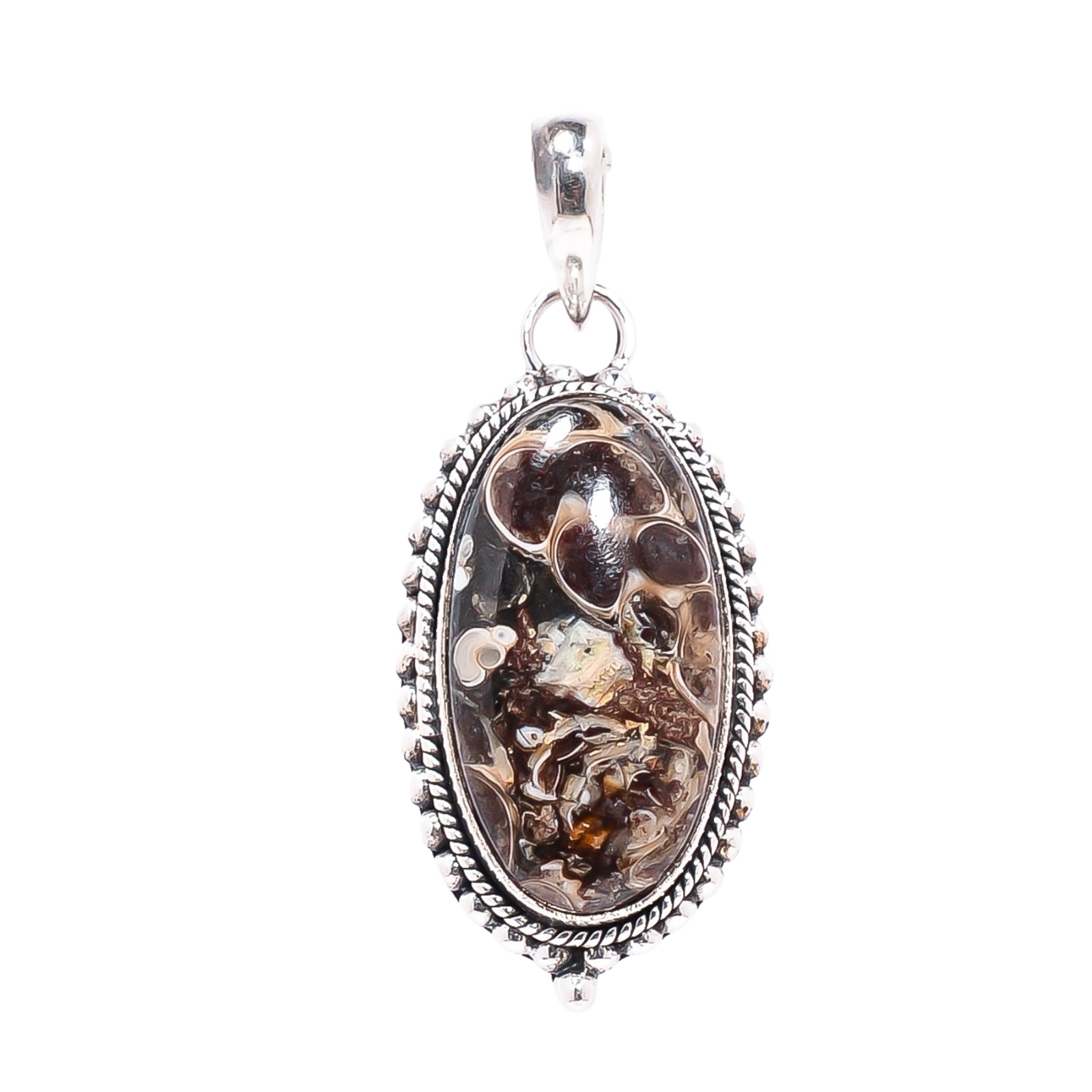 Turritella Agate - Wyoming 925 Solid Sterling Silver Pendant