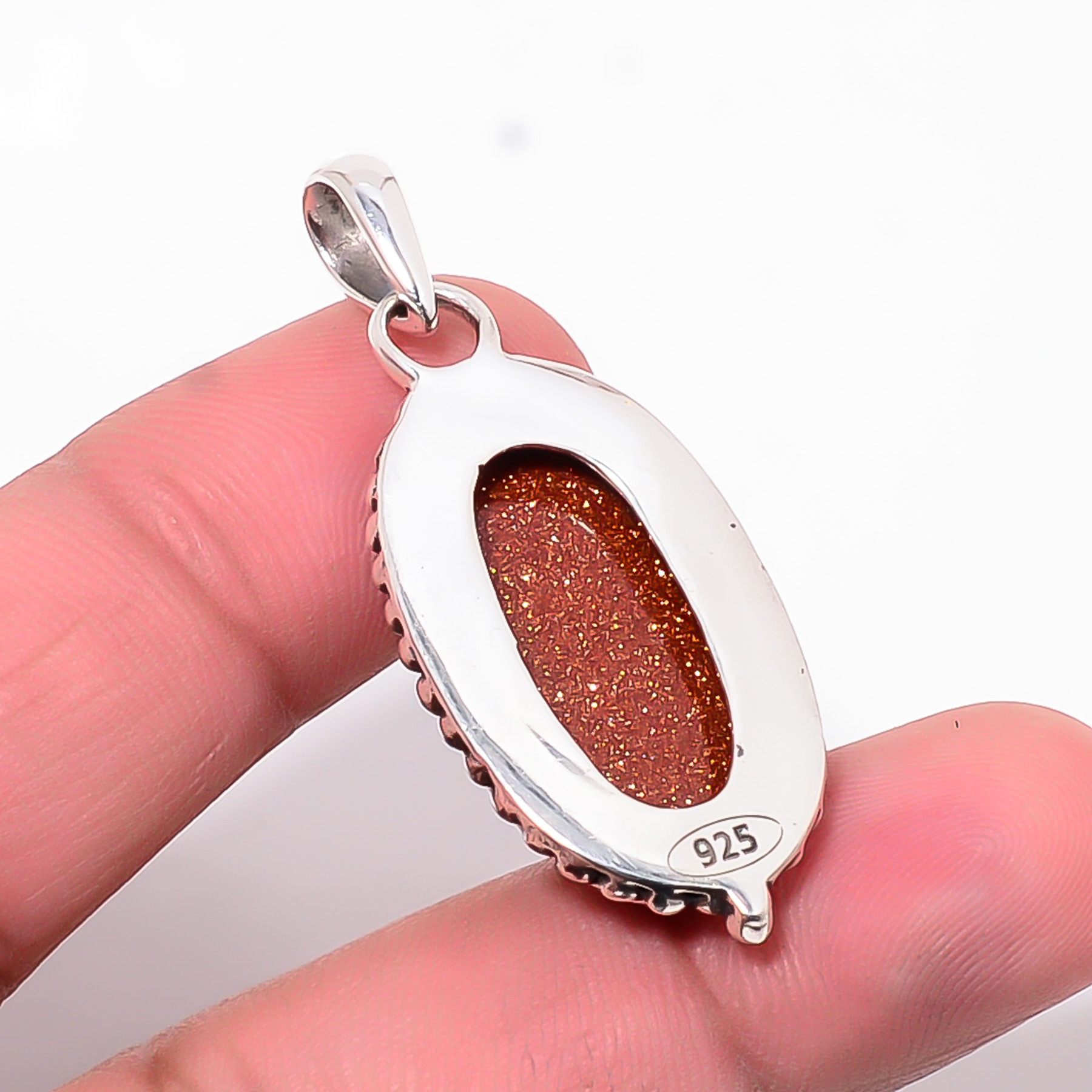 Golden Sunstone - Simulated 925 Solid Sterling Silver Pendant