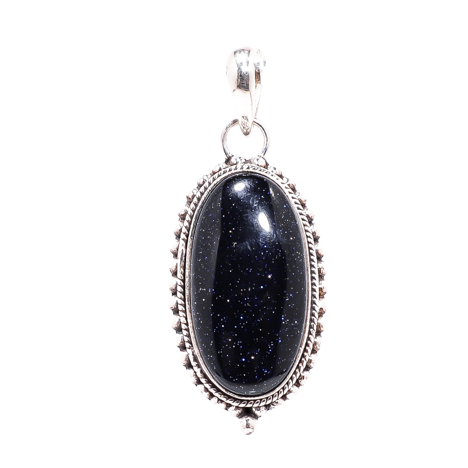 Blue Sunstone - Simulated 925 Solid Sterling Silver Pendant