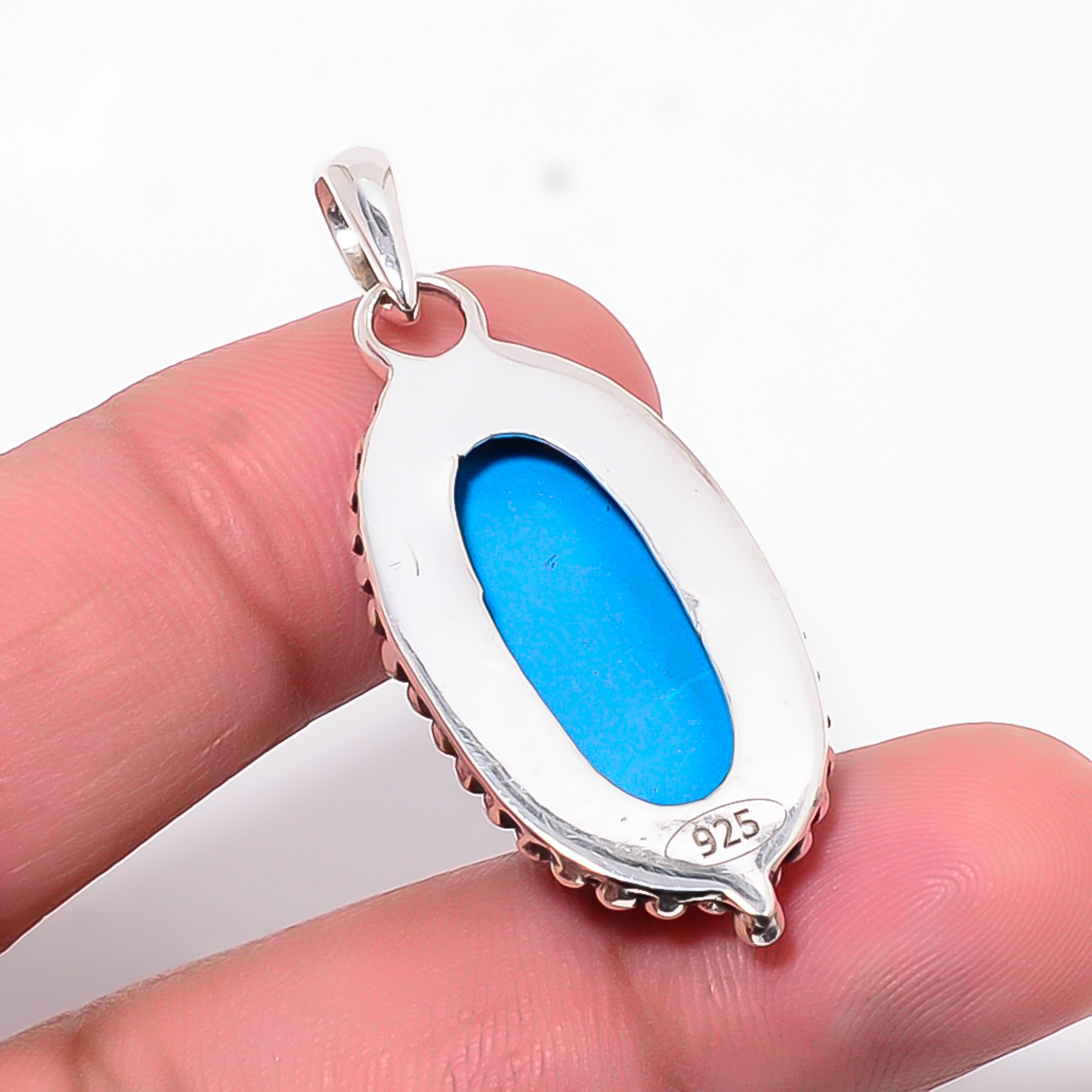 Sleeping Beauty Turquoise - Simulated 925 Solid Sterling Silver Pendant