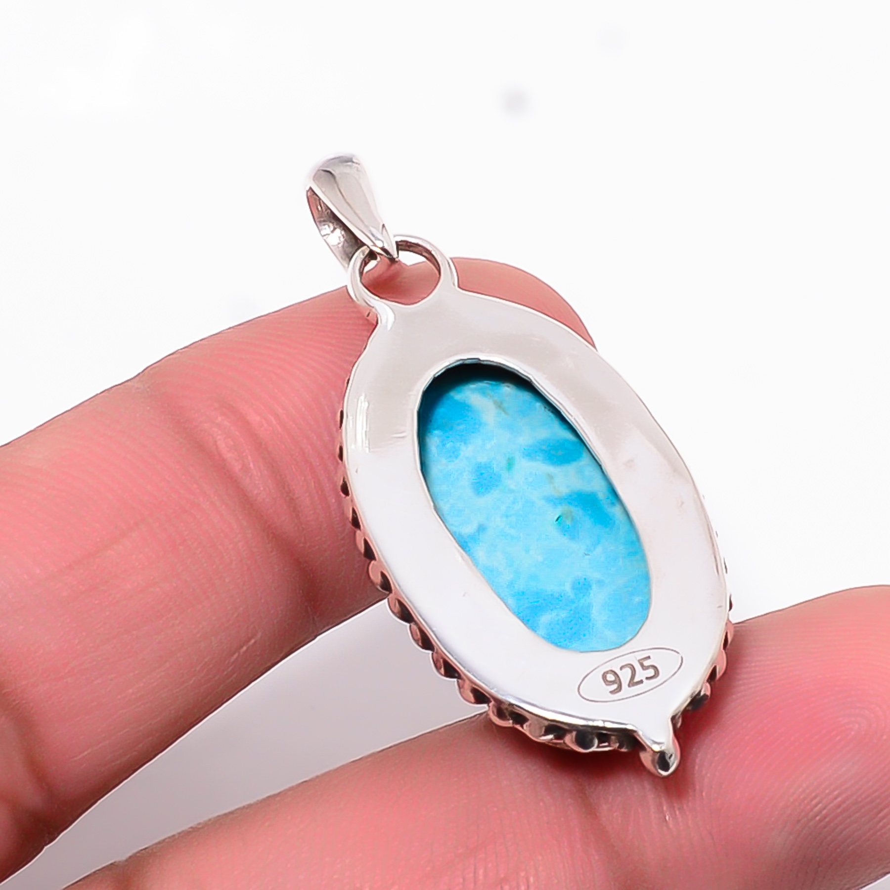 Larimar - Simulated 925 Solid Sterling Silver Pendant