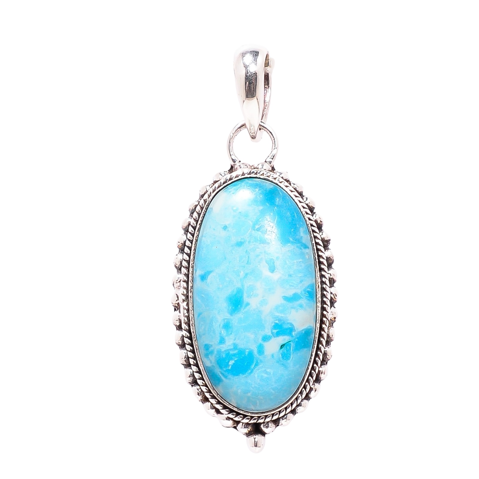 Larimar - Simulated 925 Solid Sterling Silver Pendant