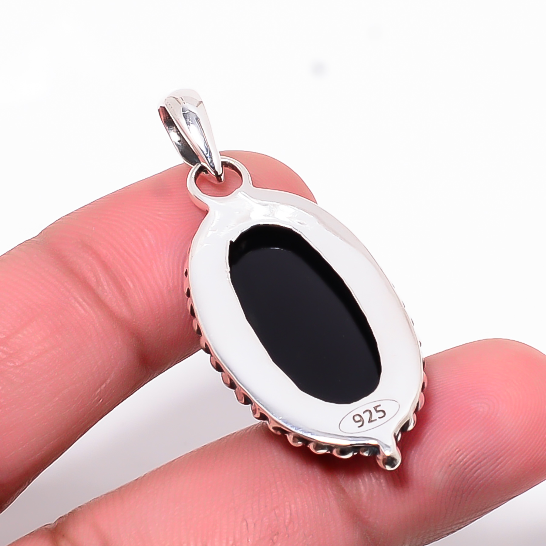 Black Onyx - Brazil 925 Solid Sterling Silver Pendant