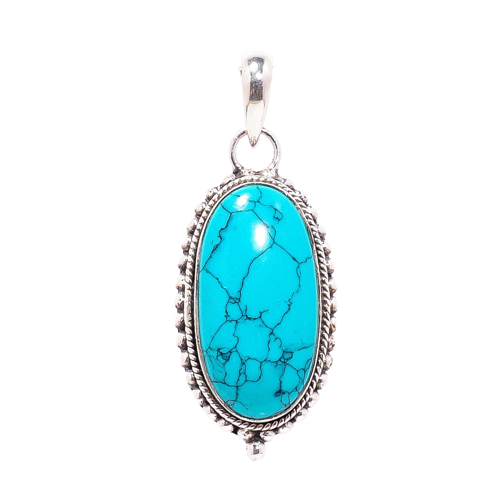 Santa Rosa Copper Turquoise - Simulated 925 Solid Sterling Silver Pendant