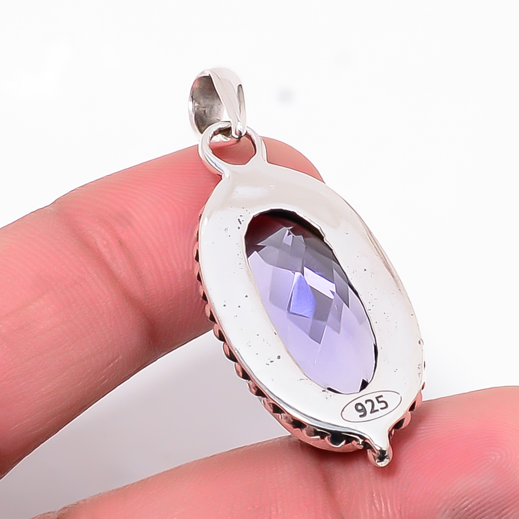 Iolite - Simulated 925 Solid Sterling Silver Pendant