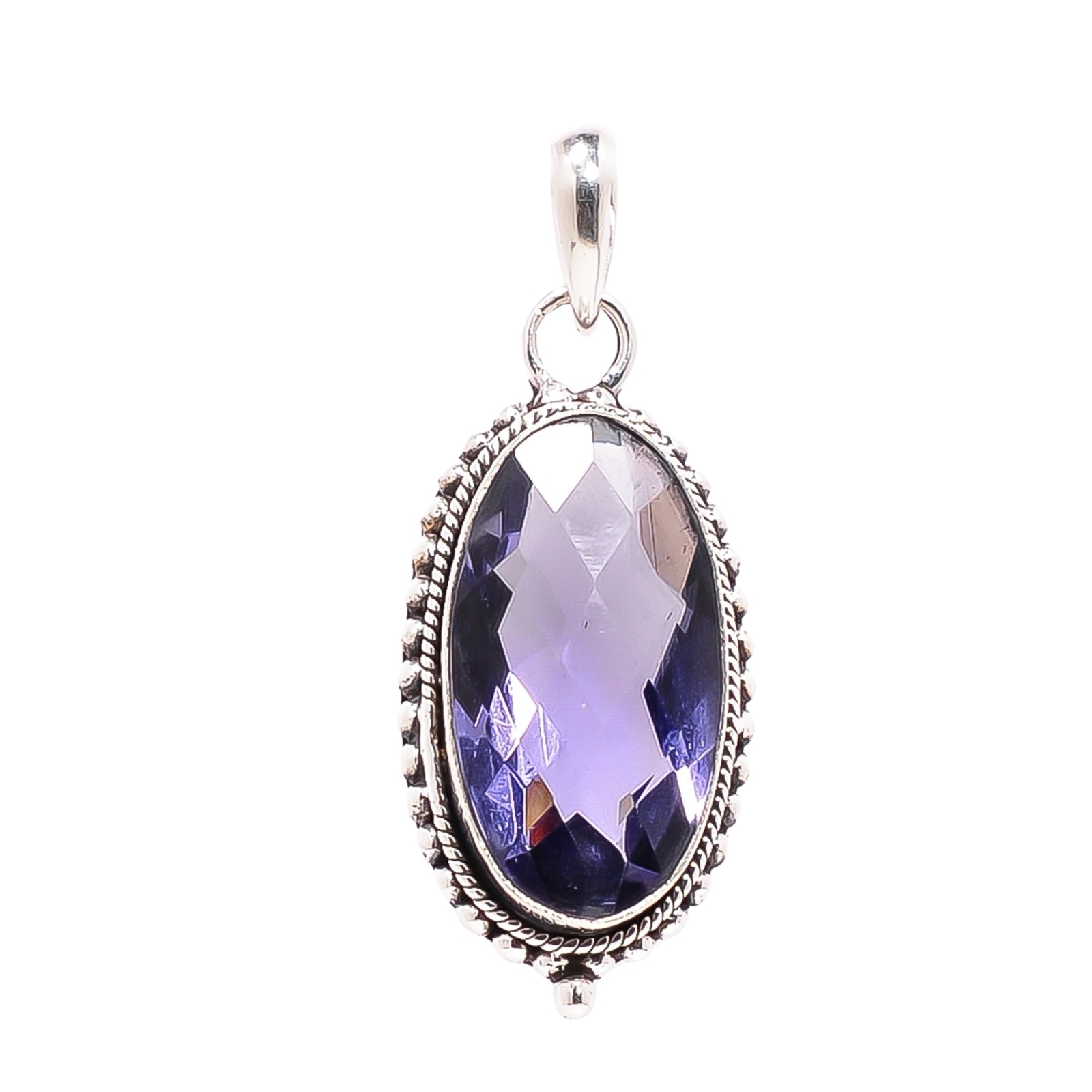 Iolite - Simulated 925 Solid Sterling Silver Pendant