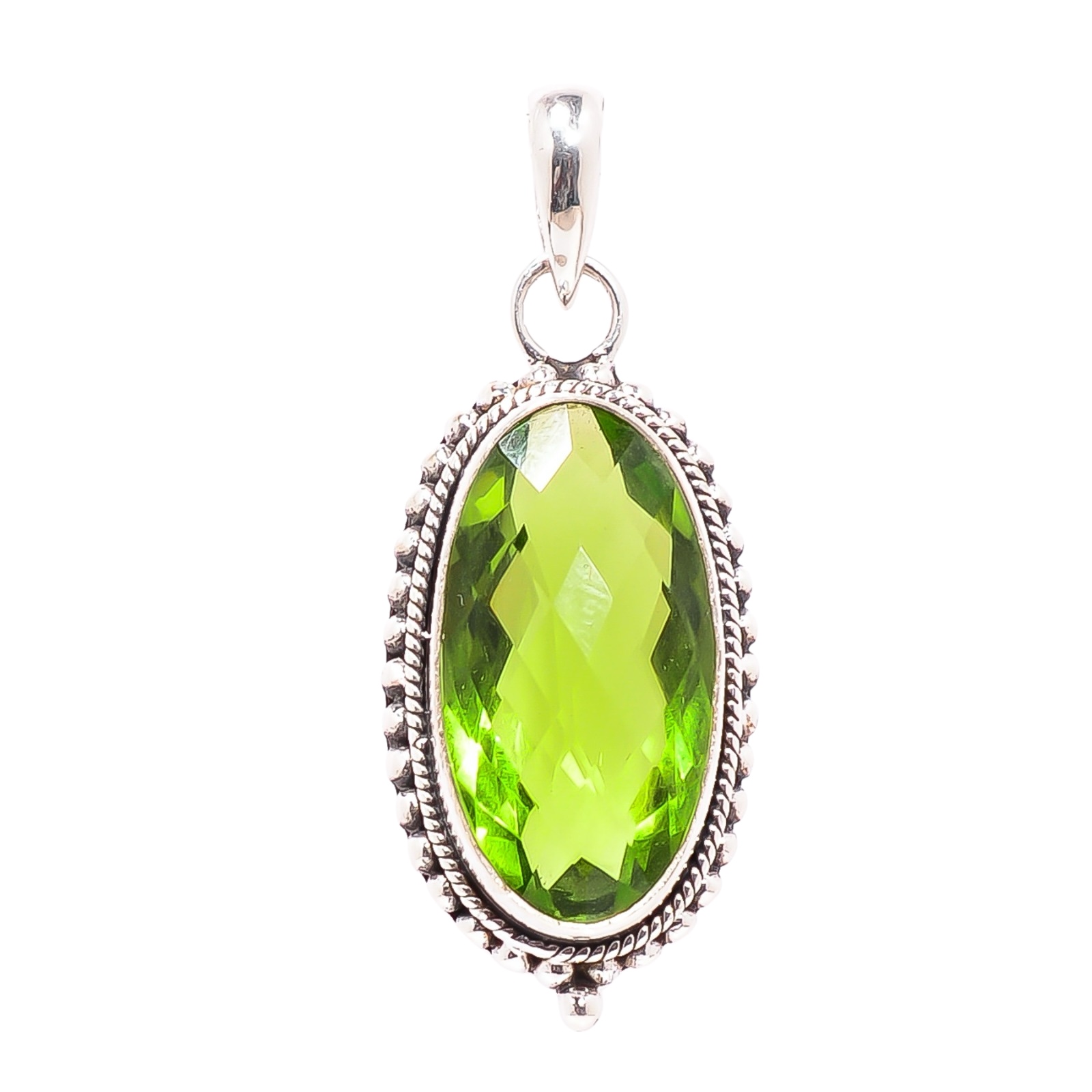 Peridot - Simulated 925 Solid Sterling Silver Pendant