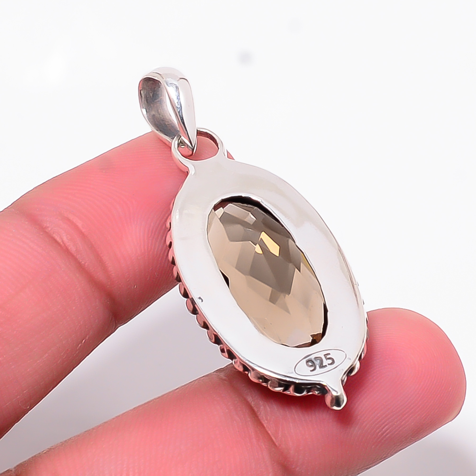 Smokey - Simulated 925 Solid Sterling Silver Pendant