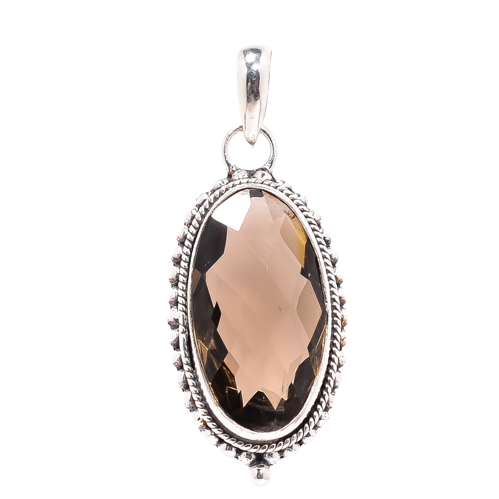 Smokey - Simulated 925 Solid Sterling Silver Pendant