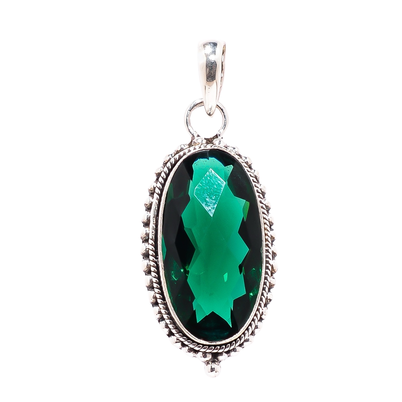 Chrome Diopside - Simulated 925 Solid Sterling Silver Pendant