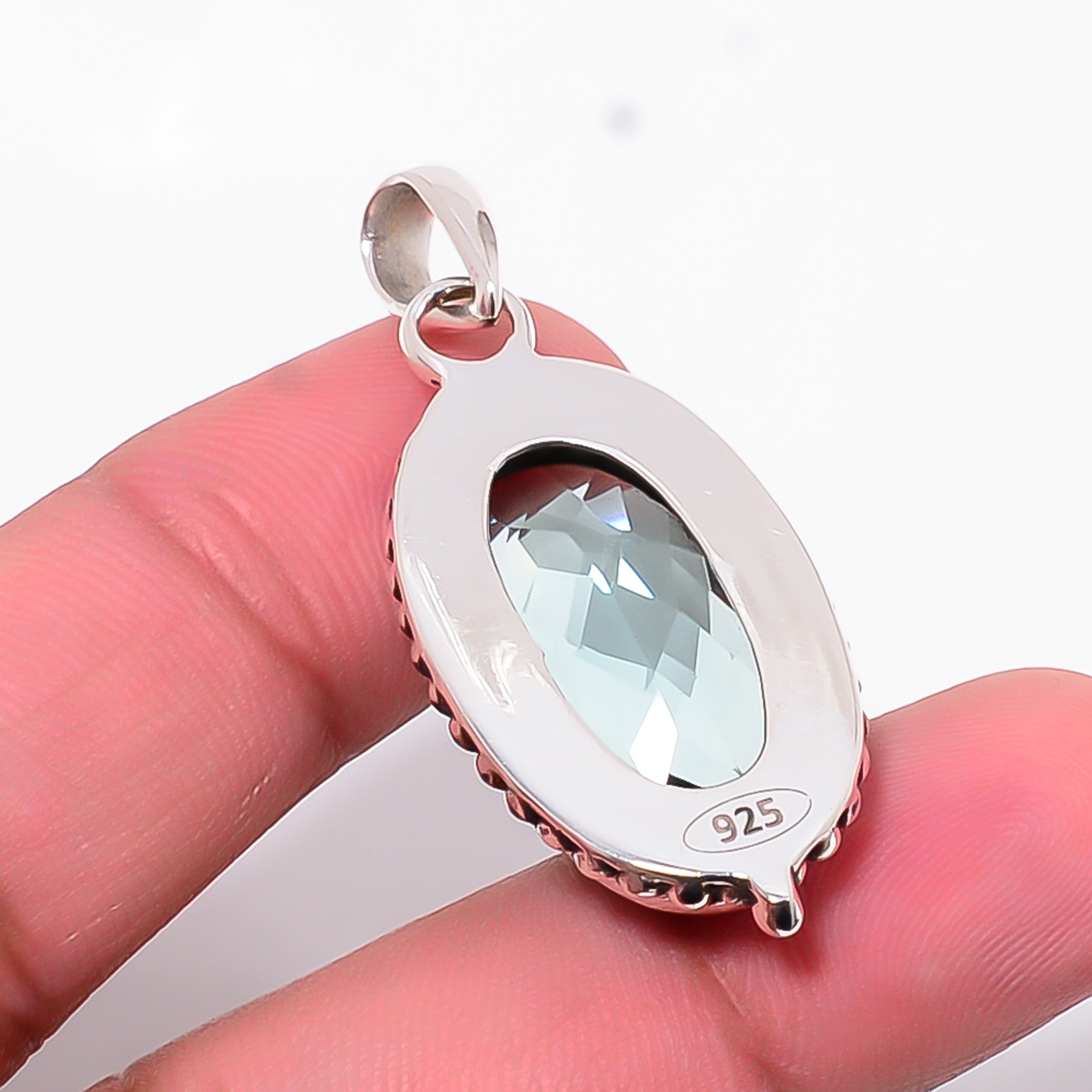 Apatite - Simulated 925 Solid Sterling Silver Pendant