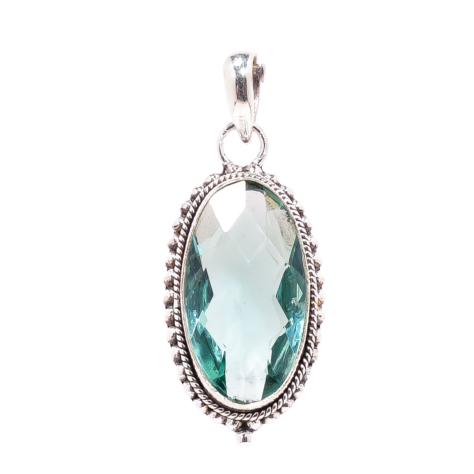 Apatite - Simulated 925 Solid Sterling Silver Pendant