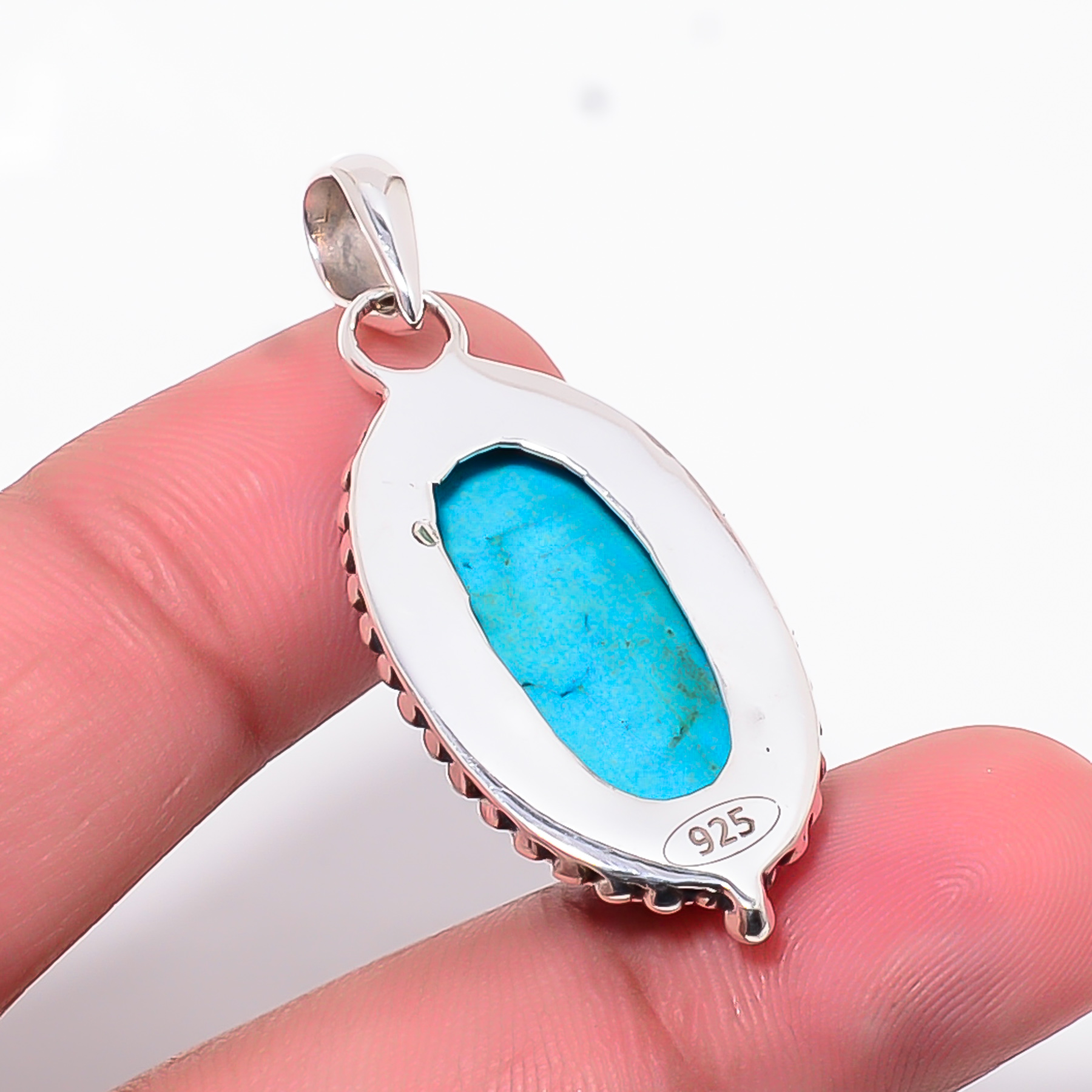 Magnesite Turquoise 925 Solid Sterling Silver Pendant