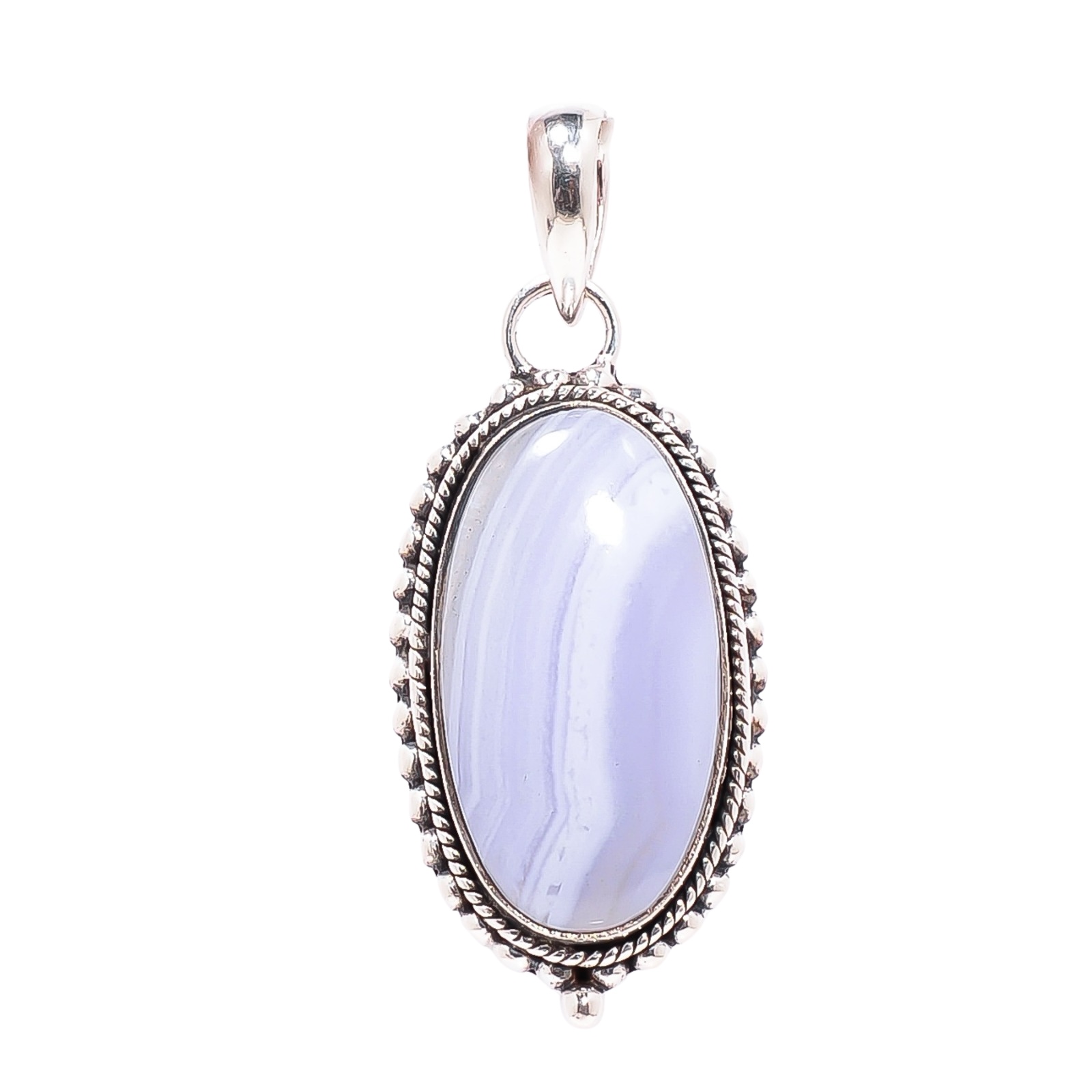 Blue Lace Agate - Namibia 925 Solid Sterling Silver Pendant