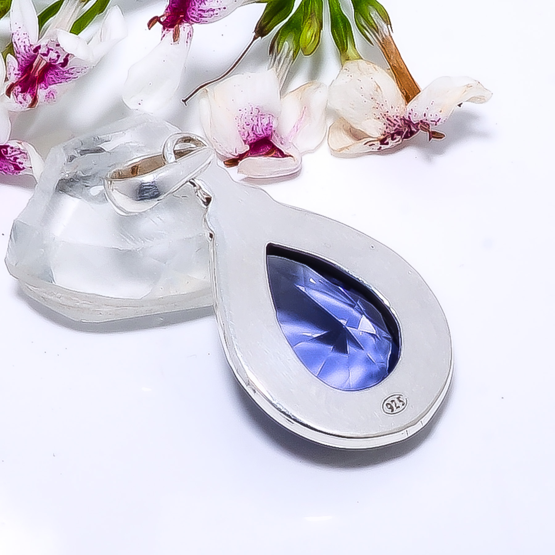 Iolite - Simulated 925 Solid Sterling Silver Pendant