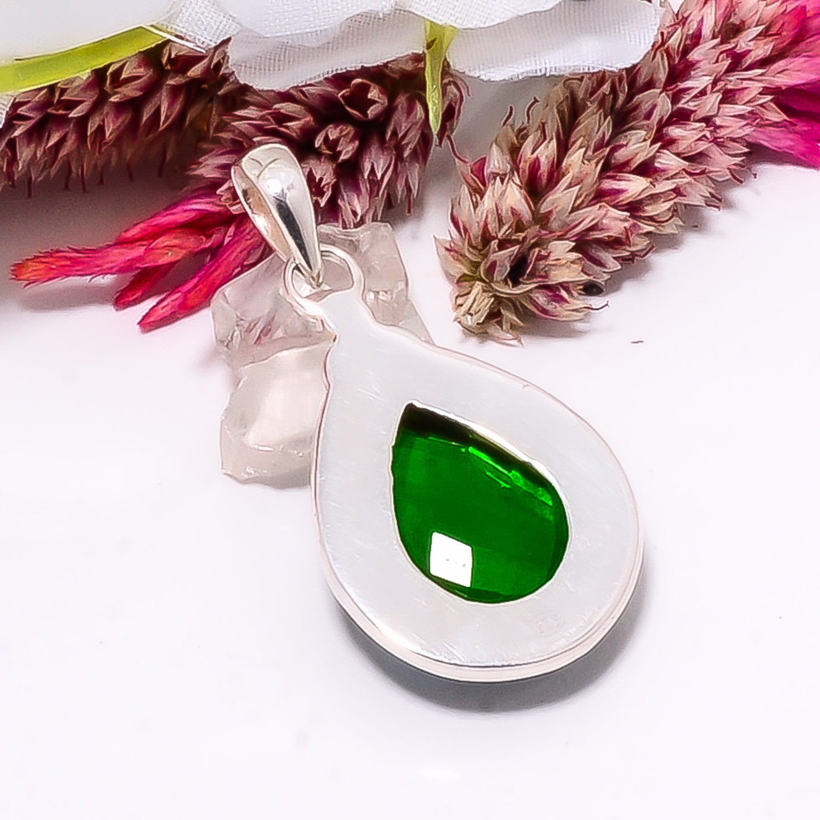 Black Rainbow Mystic Fire Topaz - Simulated 925 Solid Sterling Silver Pendant