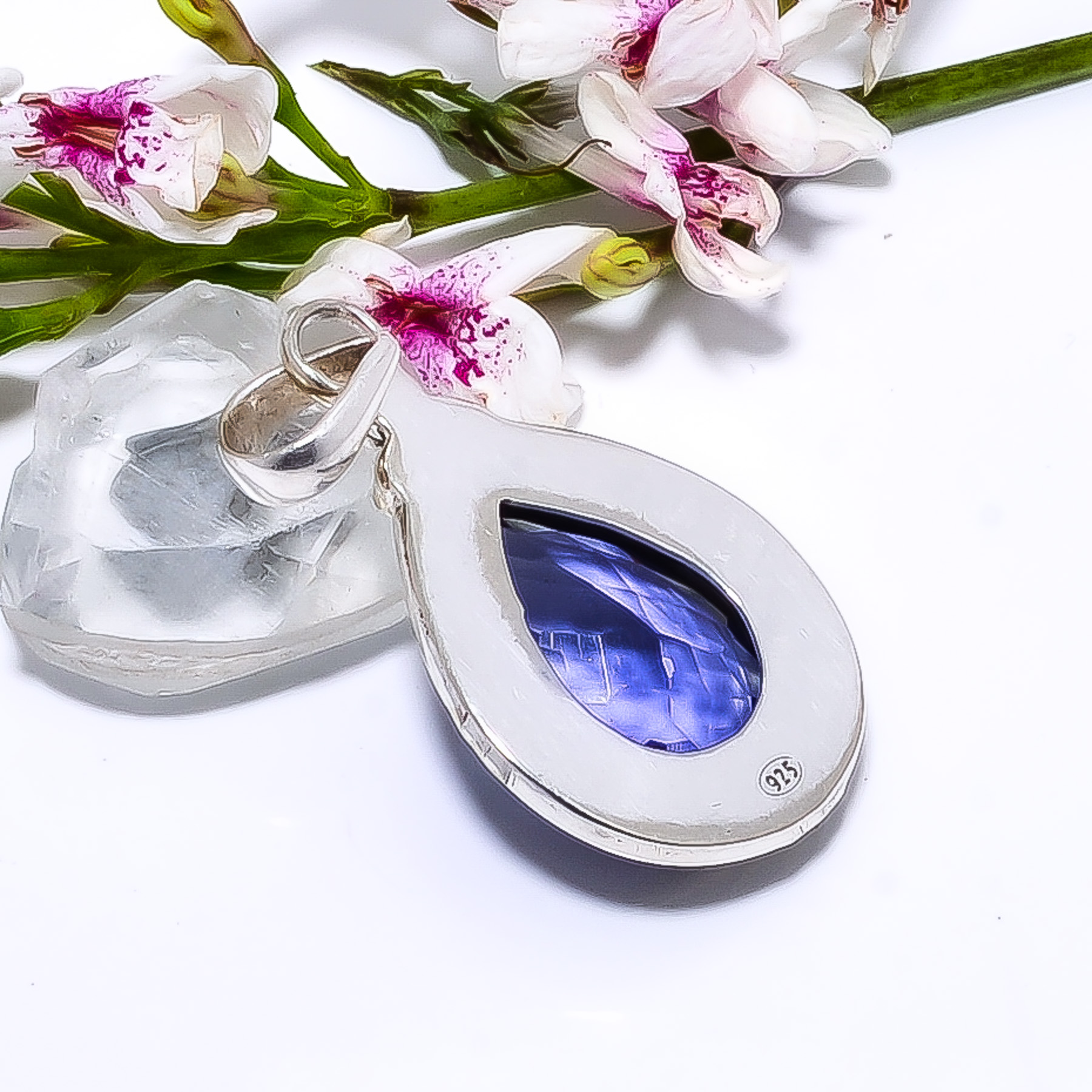 Iolite - Simulated 925 Solid Sterling Silver Pendant