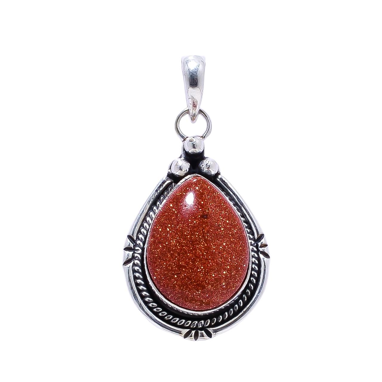 Golden Sunstone - Simulated 925 Solid Sterling Silver Pendant