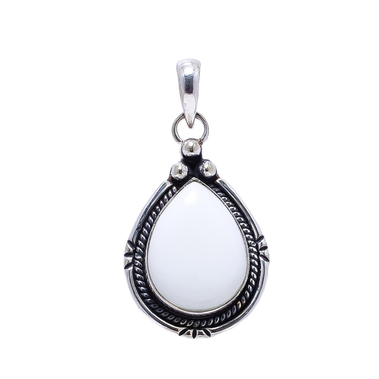 White Coral - Simulated 925 Solid Sterling Silver Pendant