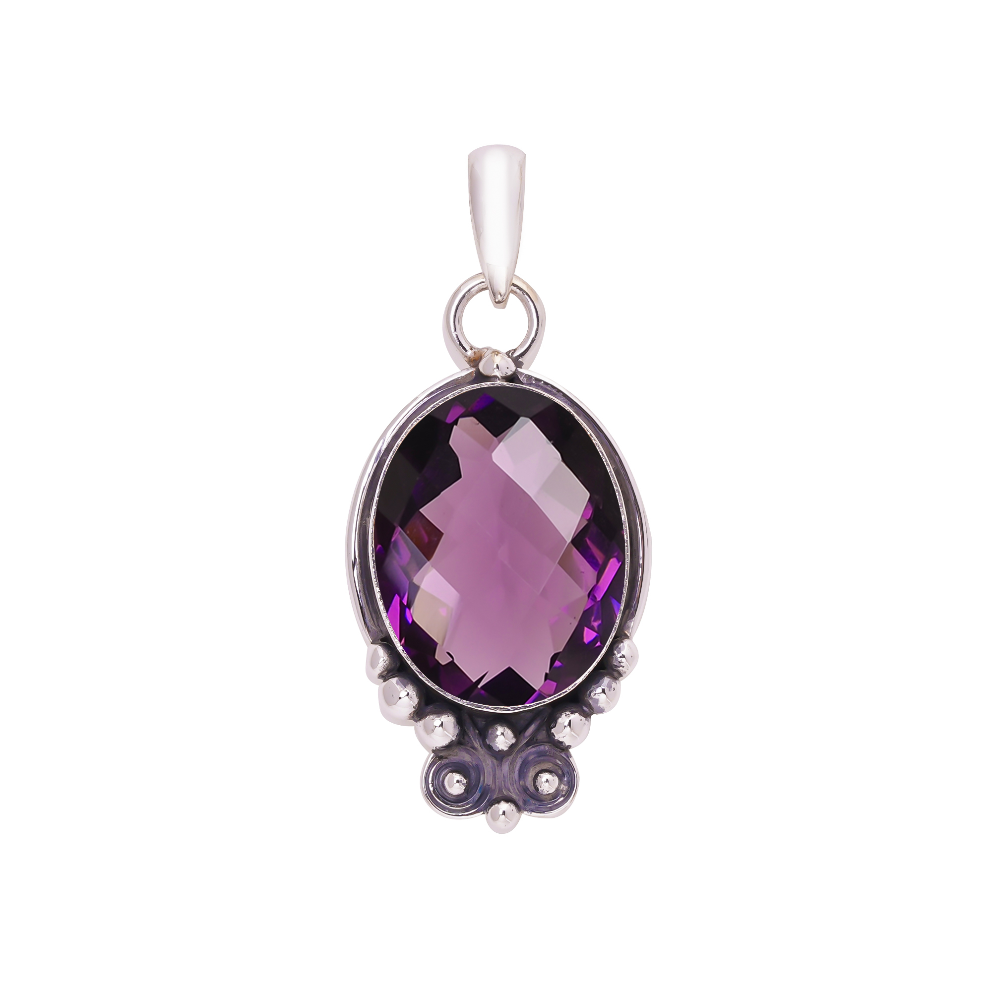 Purple Amethyst - Simulated 925 Solid Sterling Silver Pendant