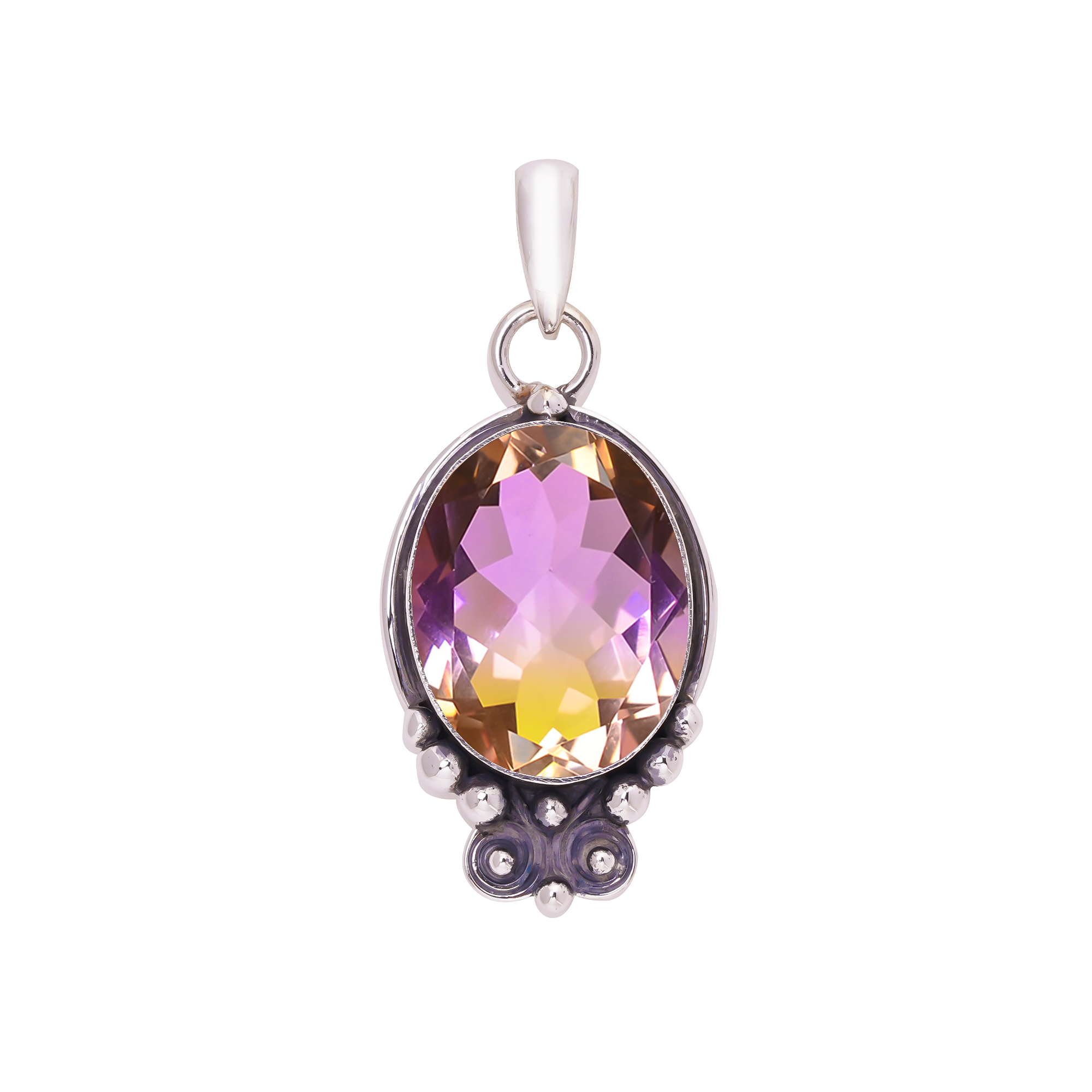 Bi-Colour Tourmaline - Simulated 925 Solid Sterling Silver Pendant