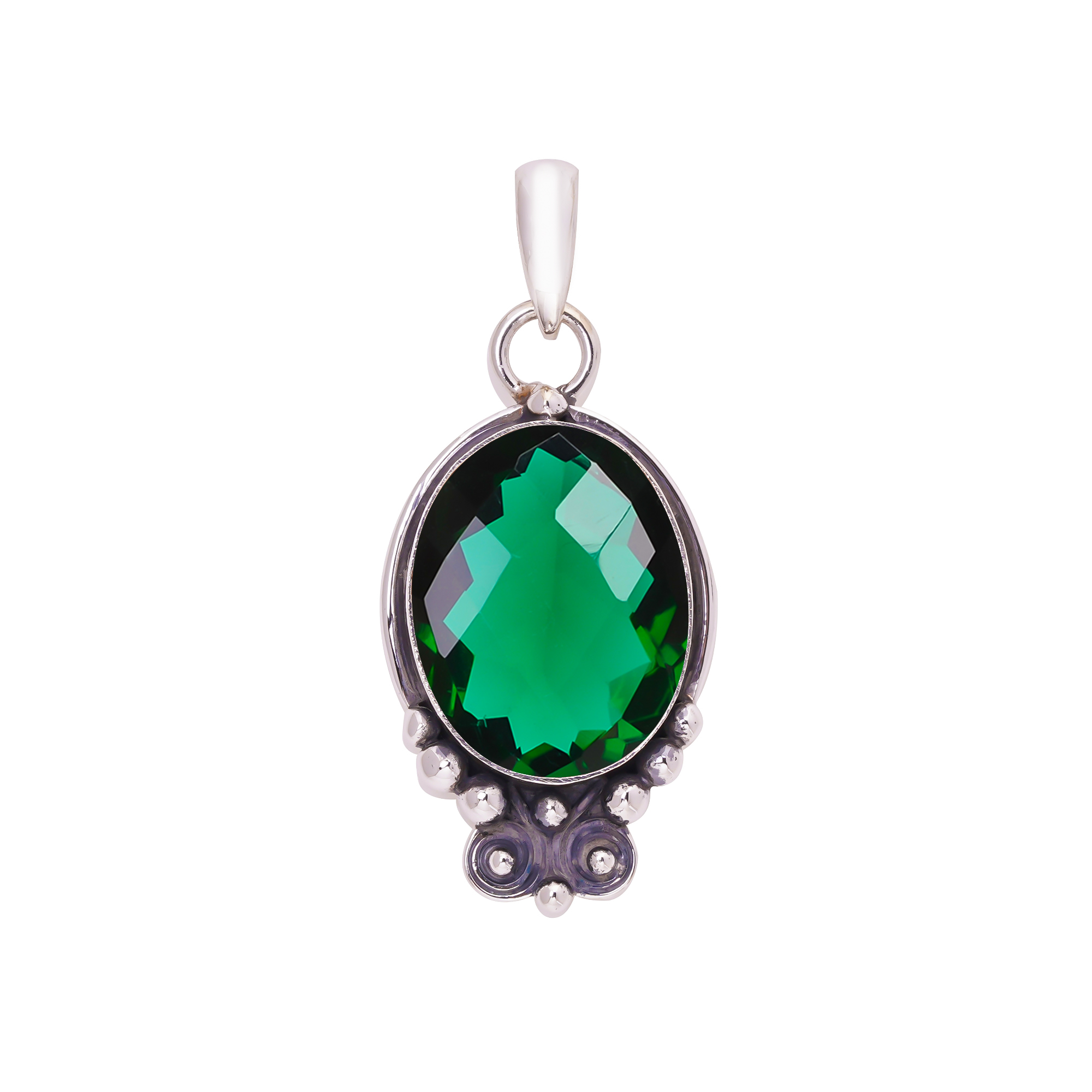 Chrome Diopside - Simulated 925 Solid Sterling Silver Pendant