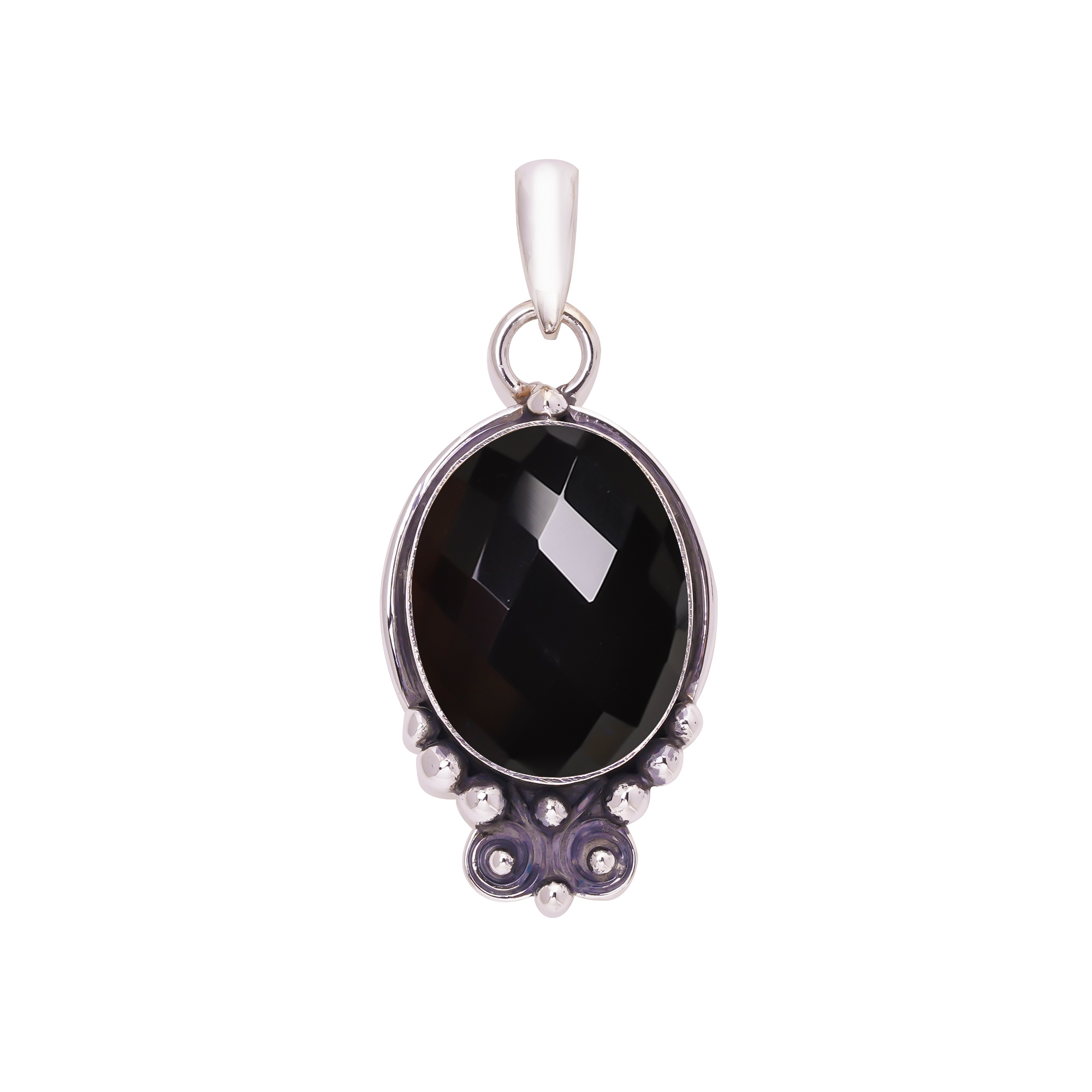Black Onyx - Simulated 925 Solid Sterling Silver Pendant