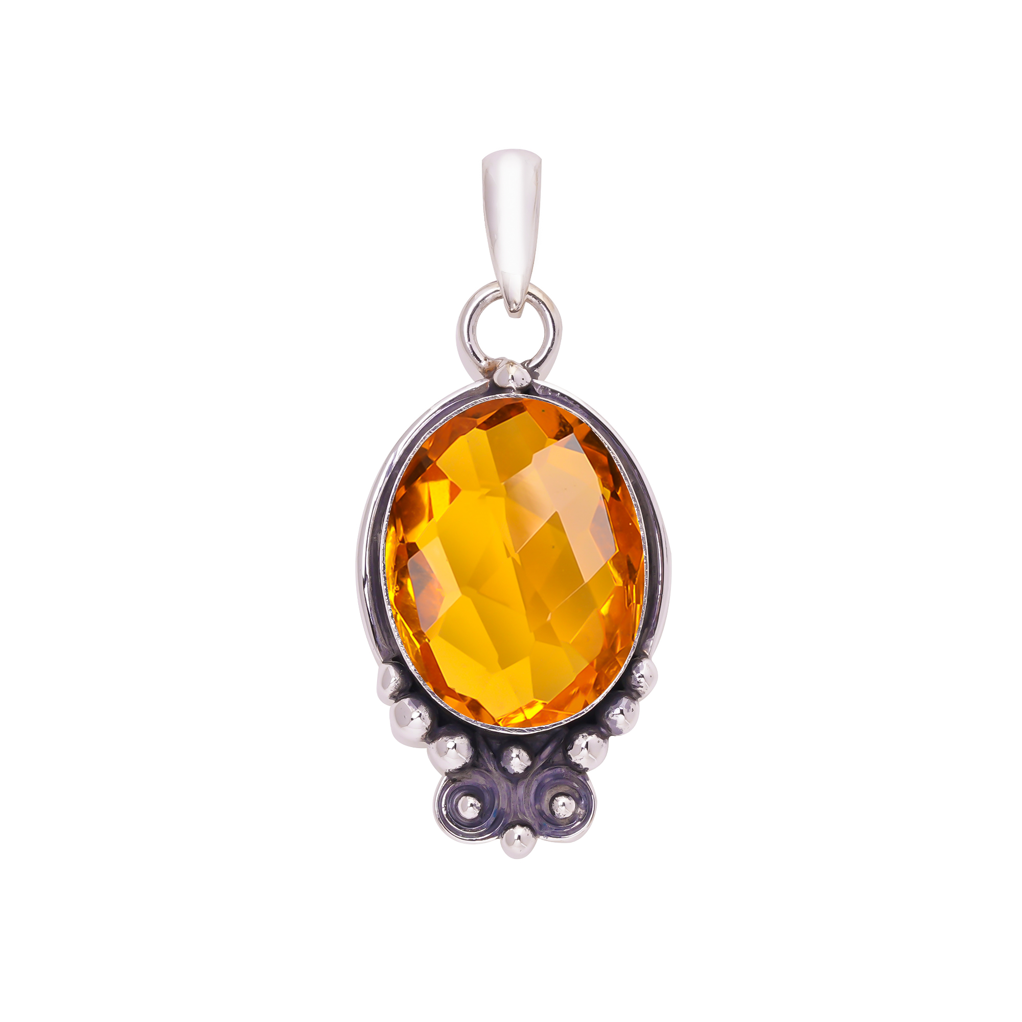 Citrine - Simulated 925 Solid Sterling Silver Pendant