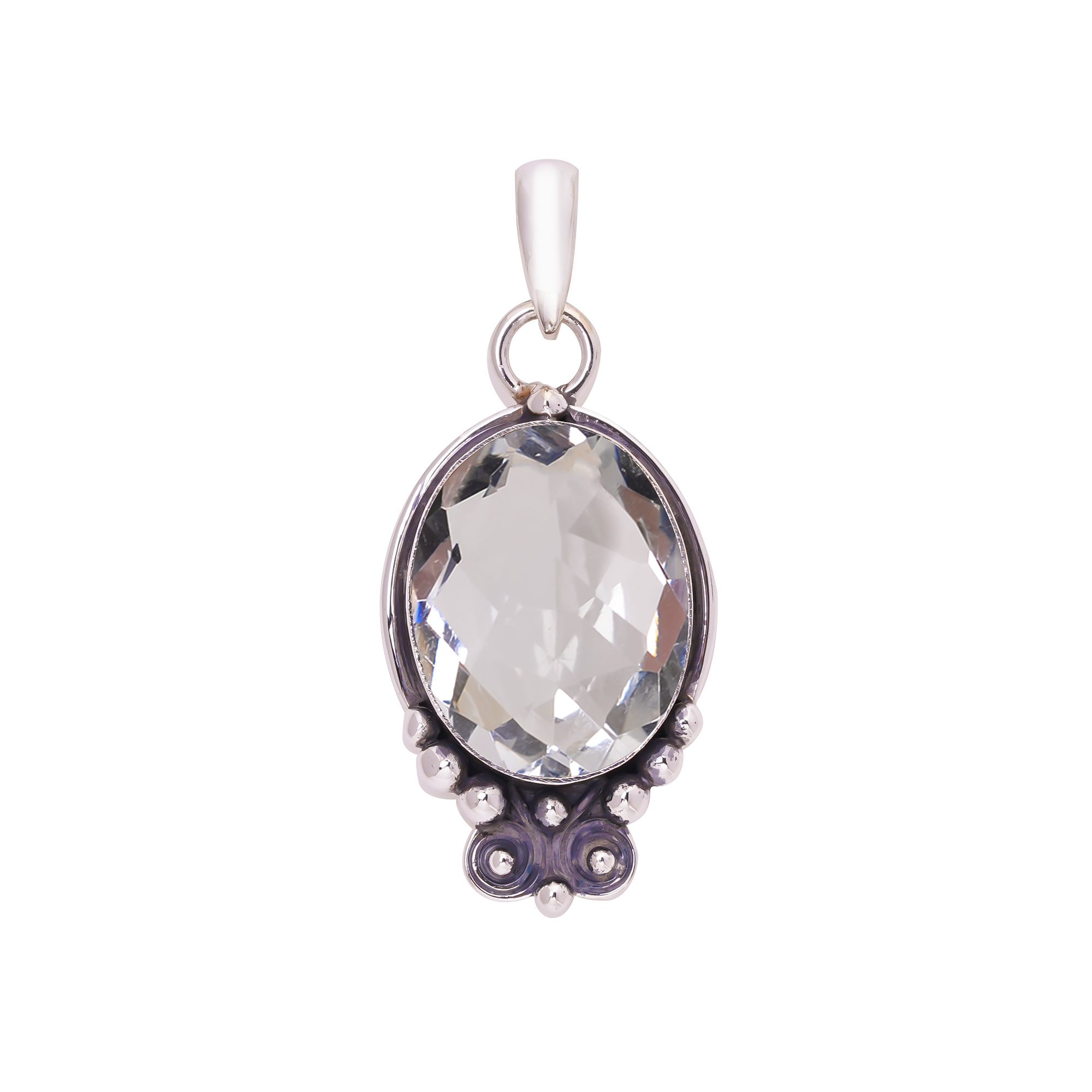 White Topaz - Simulated 925 Solid Sterling Silver Pendant