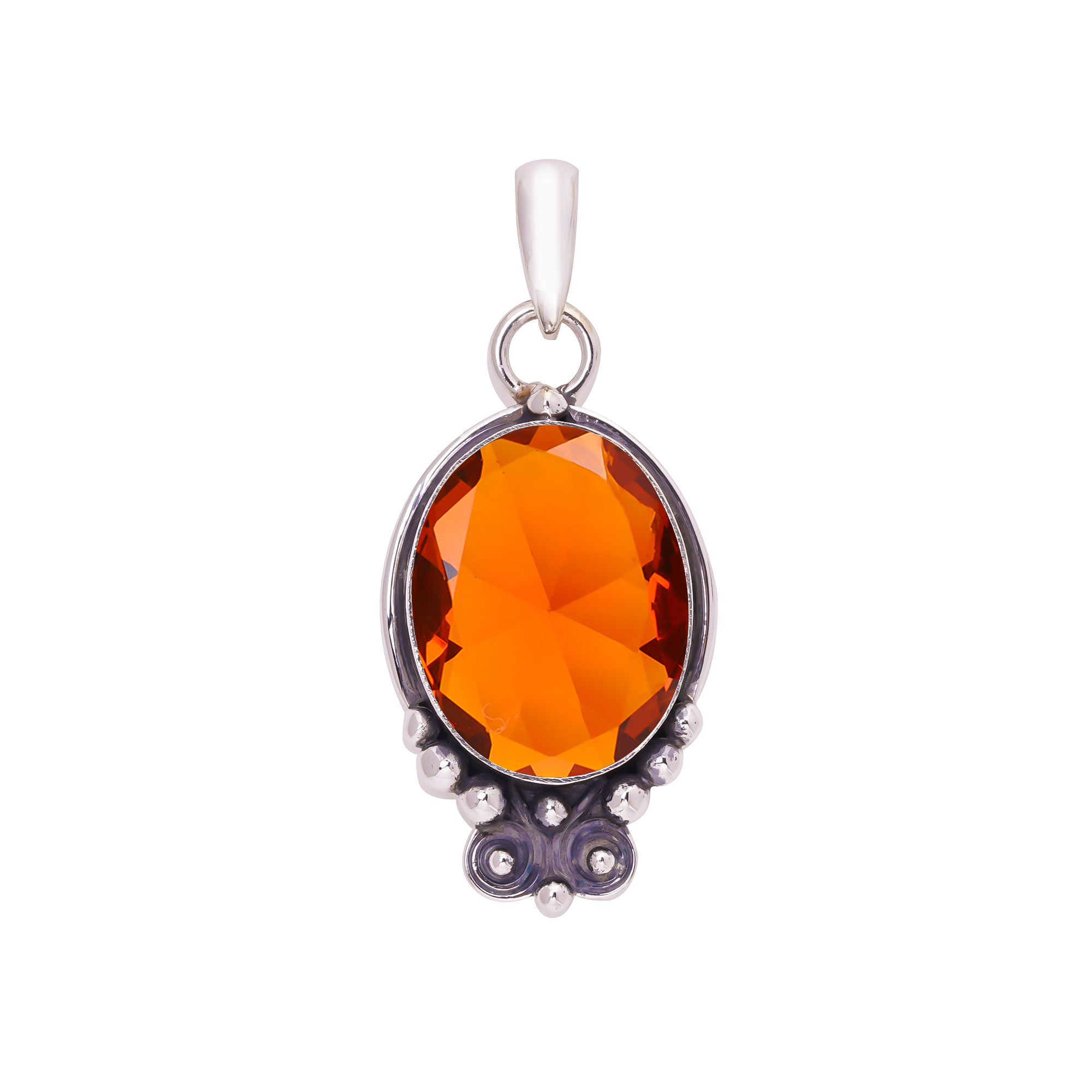 Golden Quartz - Simulated 925 Solid Sterling Silver Pendant