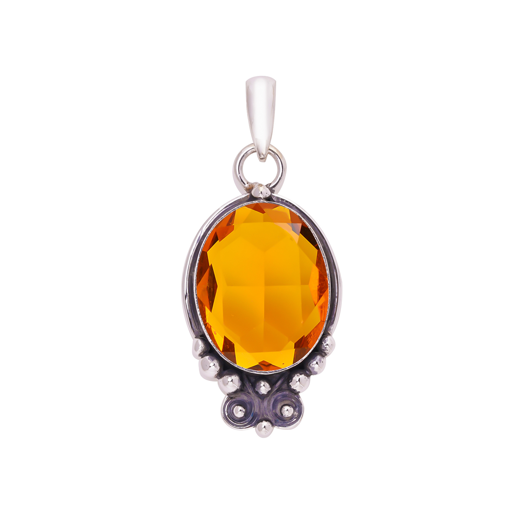 Citrine - Simulated 925 Solid Sterling Silver Pendant