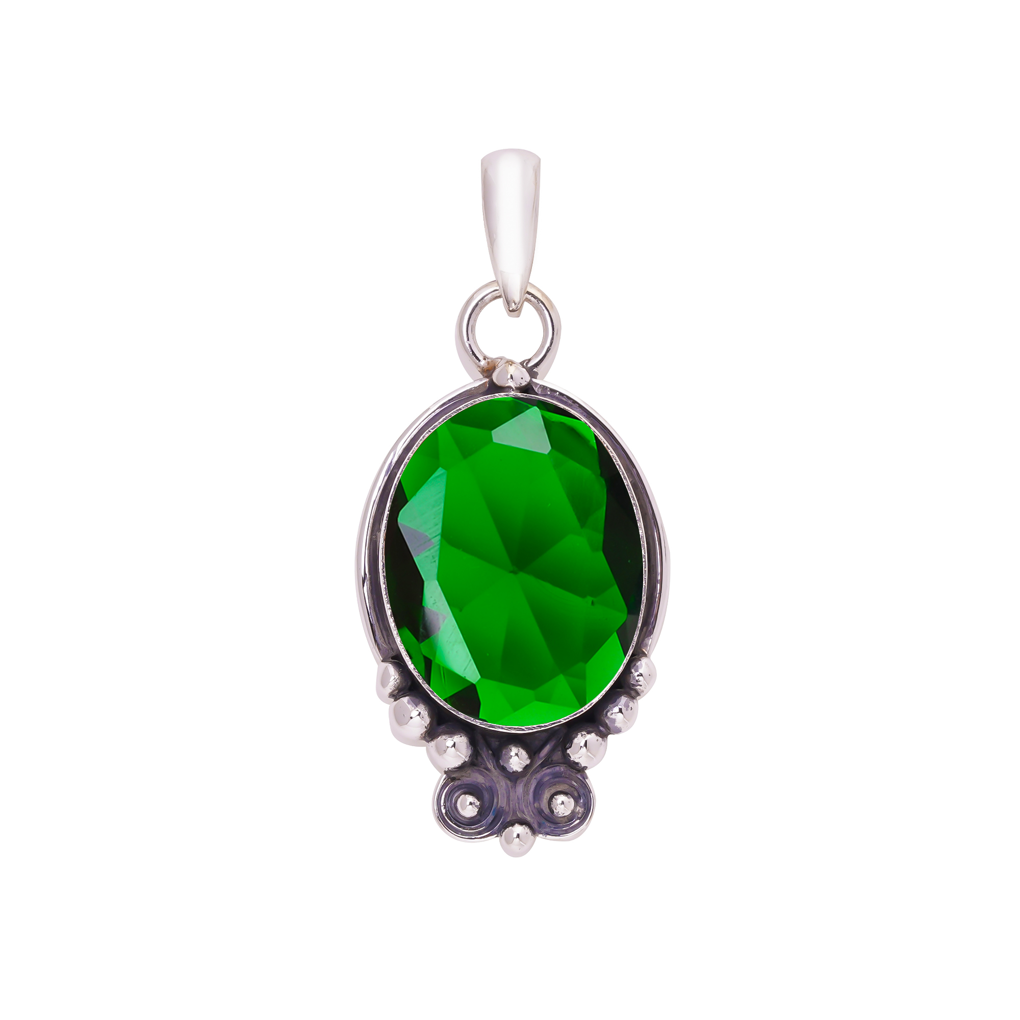 Chrome Diopside - Simulated 925 Solid Sterling Silver Pendant
