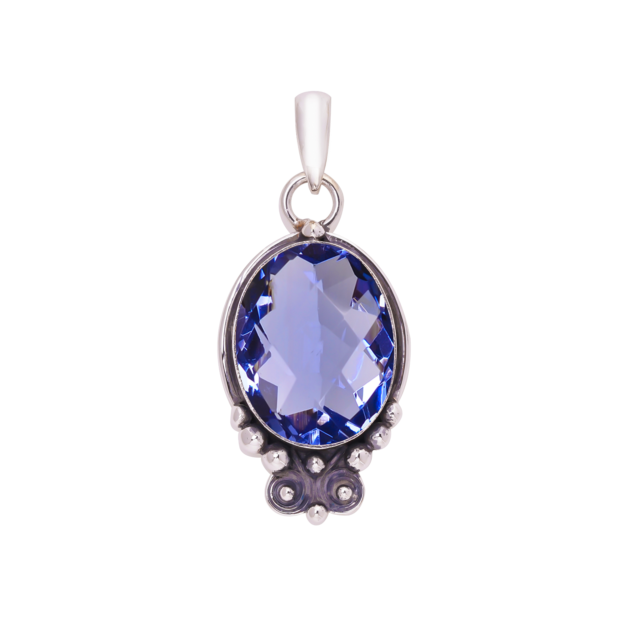 Iolite - Simulated 925 Solid Sterling Silver Pendant