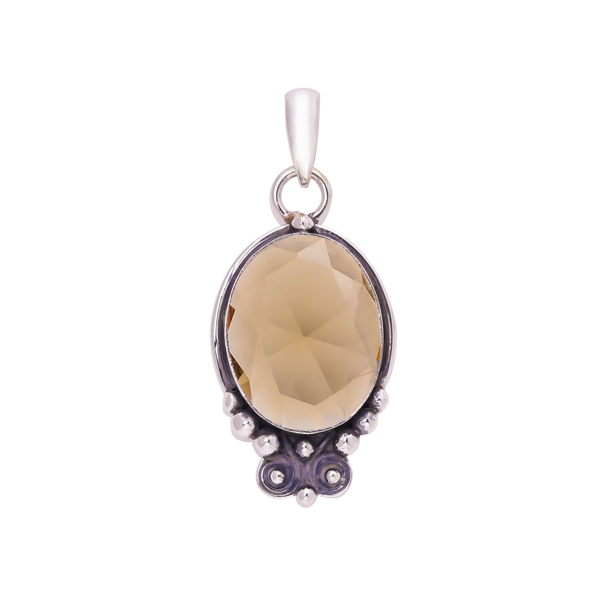 Smokey - Simulated 925 Solid Sterling Silver Pendant