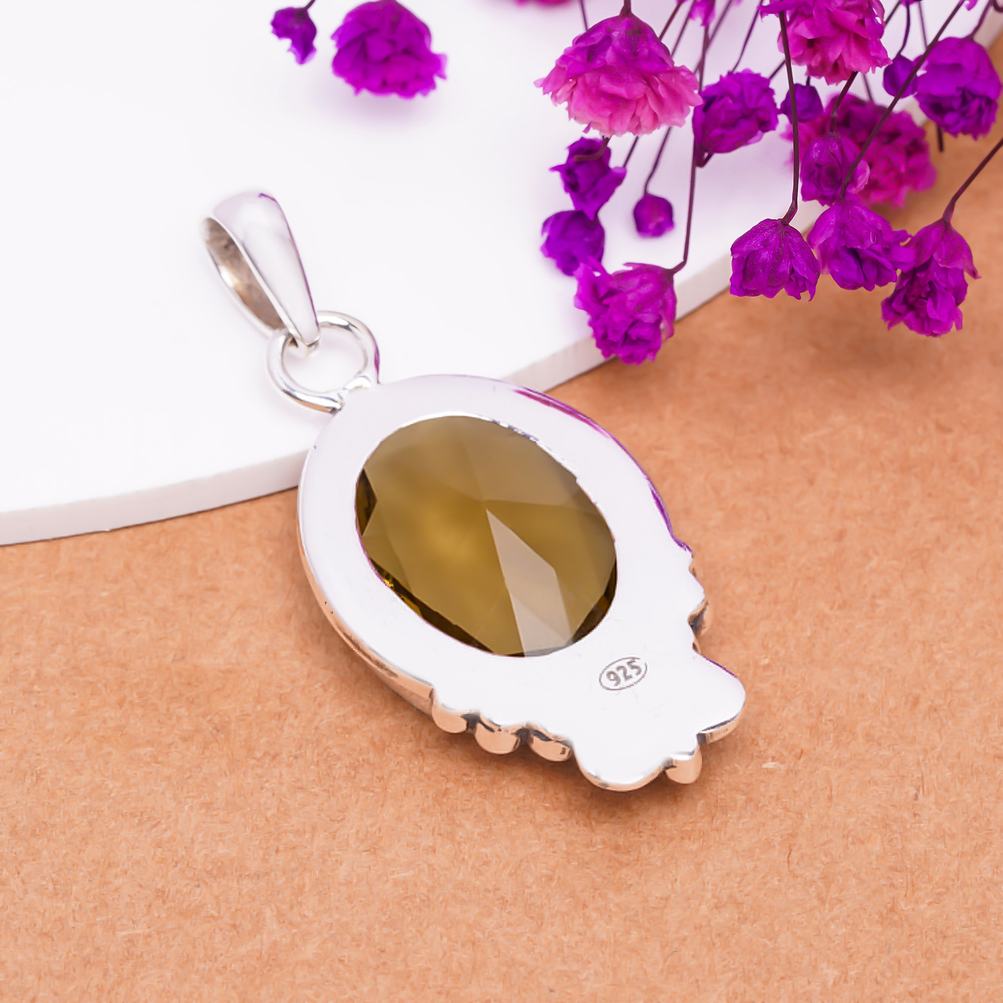 Smokey - Simulated 925 Solid Sterling Silver Pendant