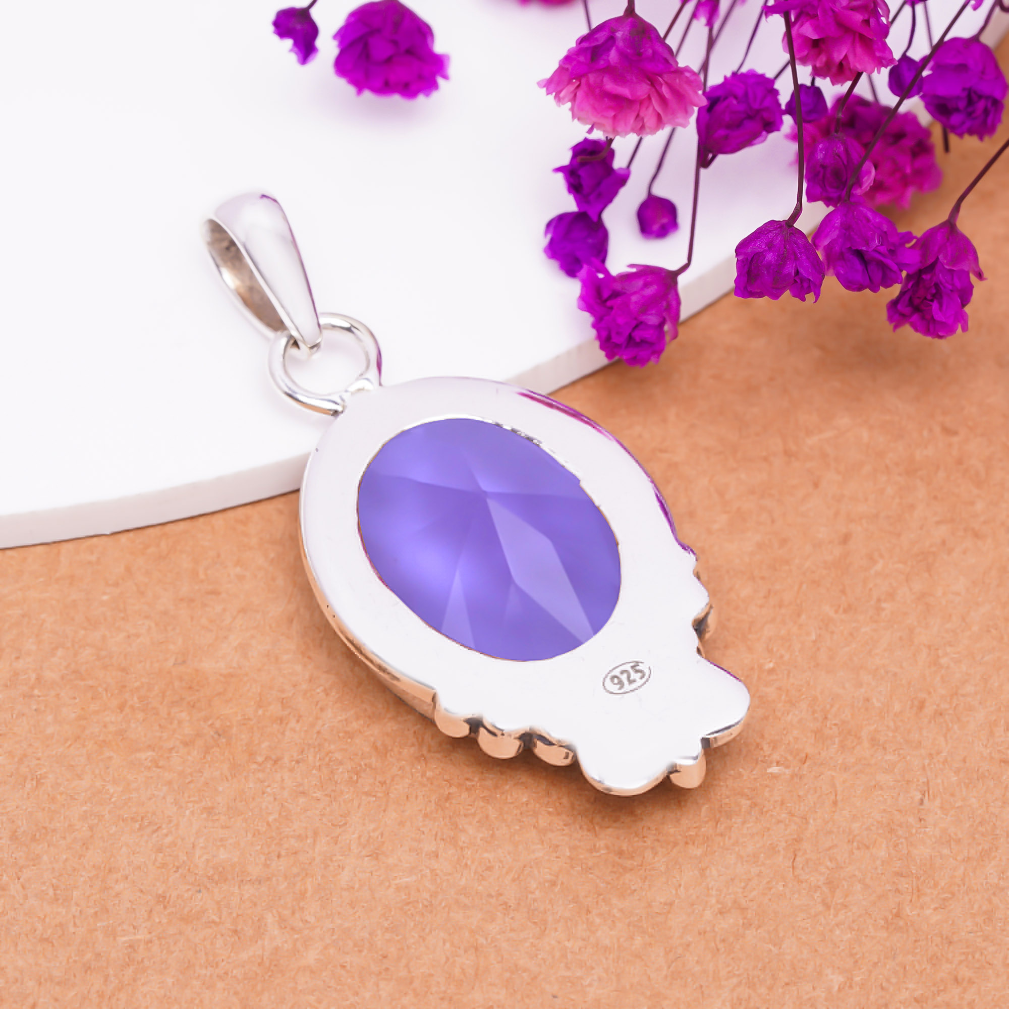 Colour Changing Alexandrite - Simulated 925 Solid Sterling Silver Pendant