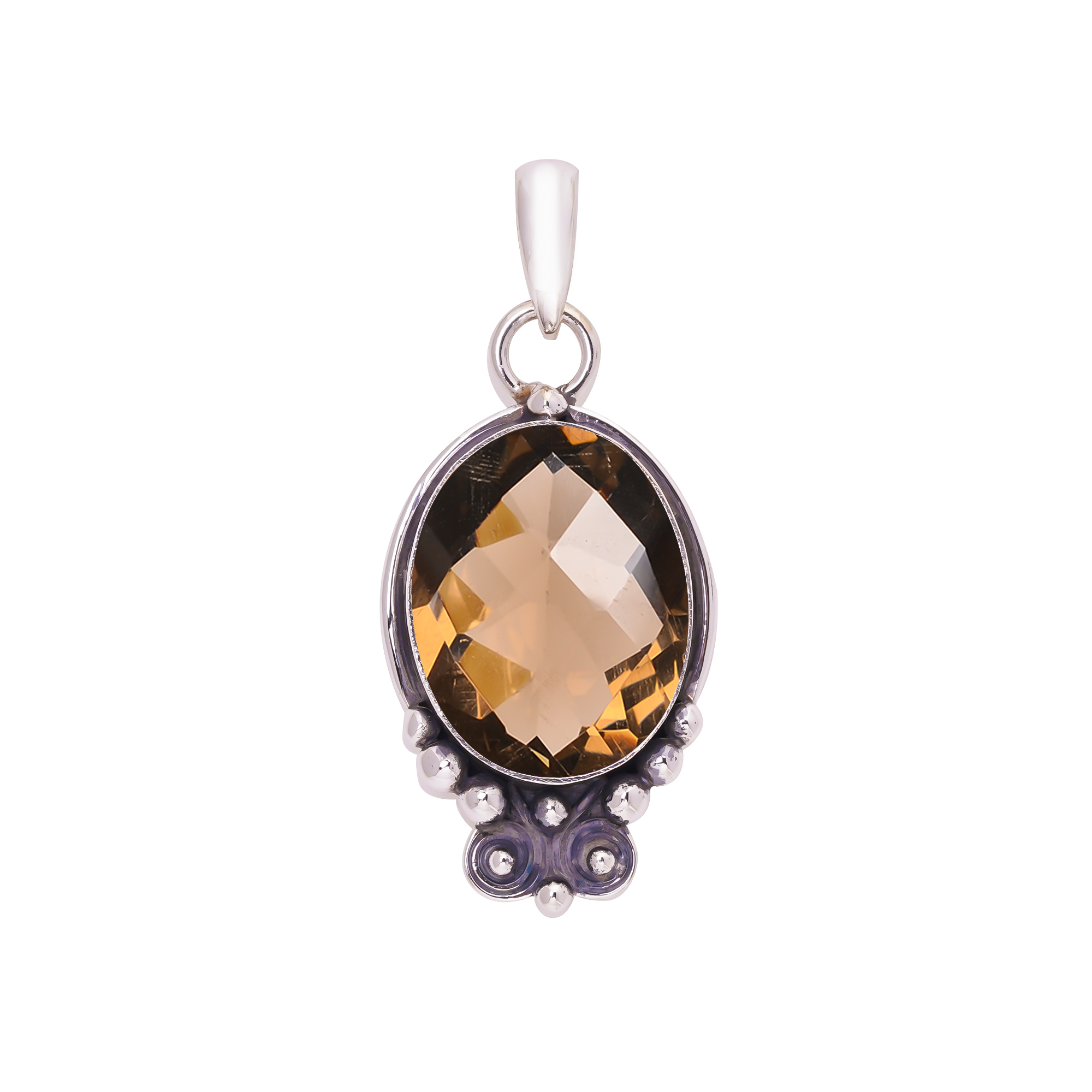 Smokey - Simulated 925 Solid Sterling Silver Pendant