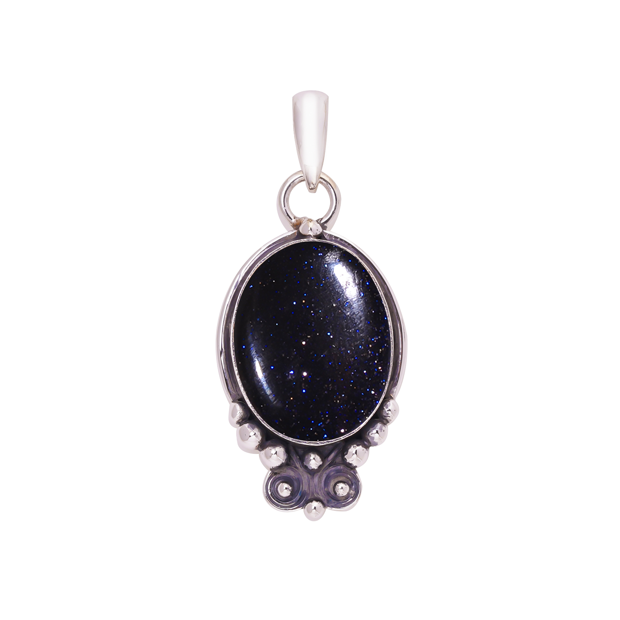 Blue Sunstone - Simulated 925 Solid Sterling Silver Pendant