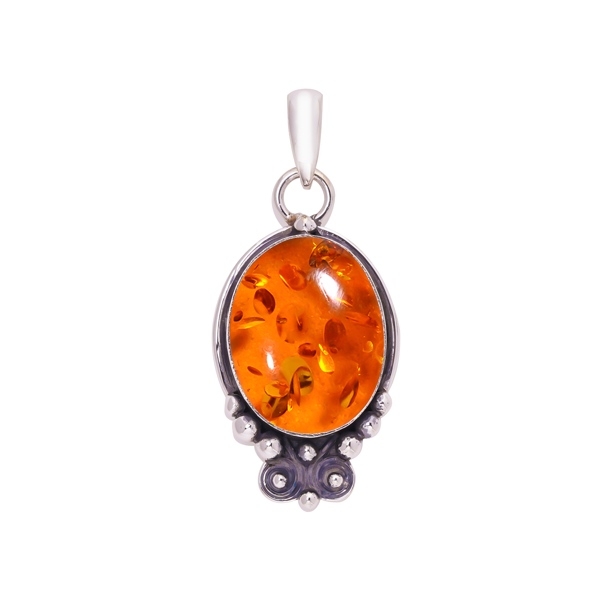 Amber - Simulated 925 Solid Sterling Silver Pendant