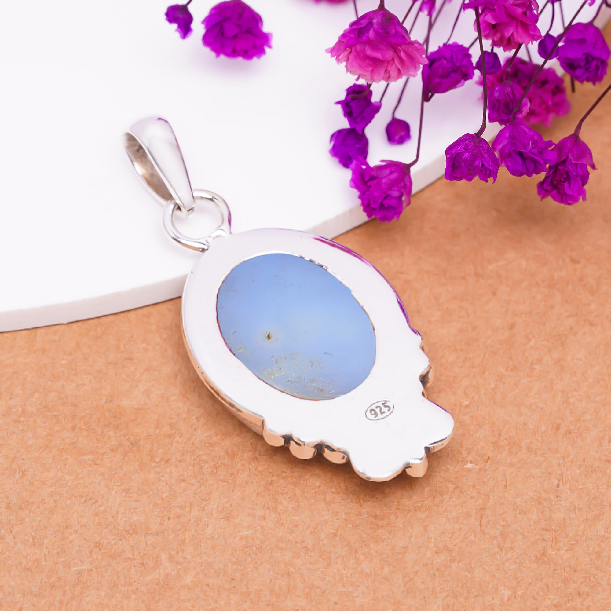 Electric Blue Titanium Agate Drusy 925 Solid Sterling Silver Pendant
