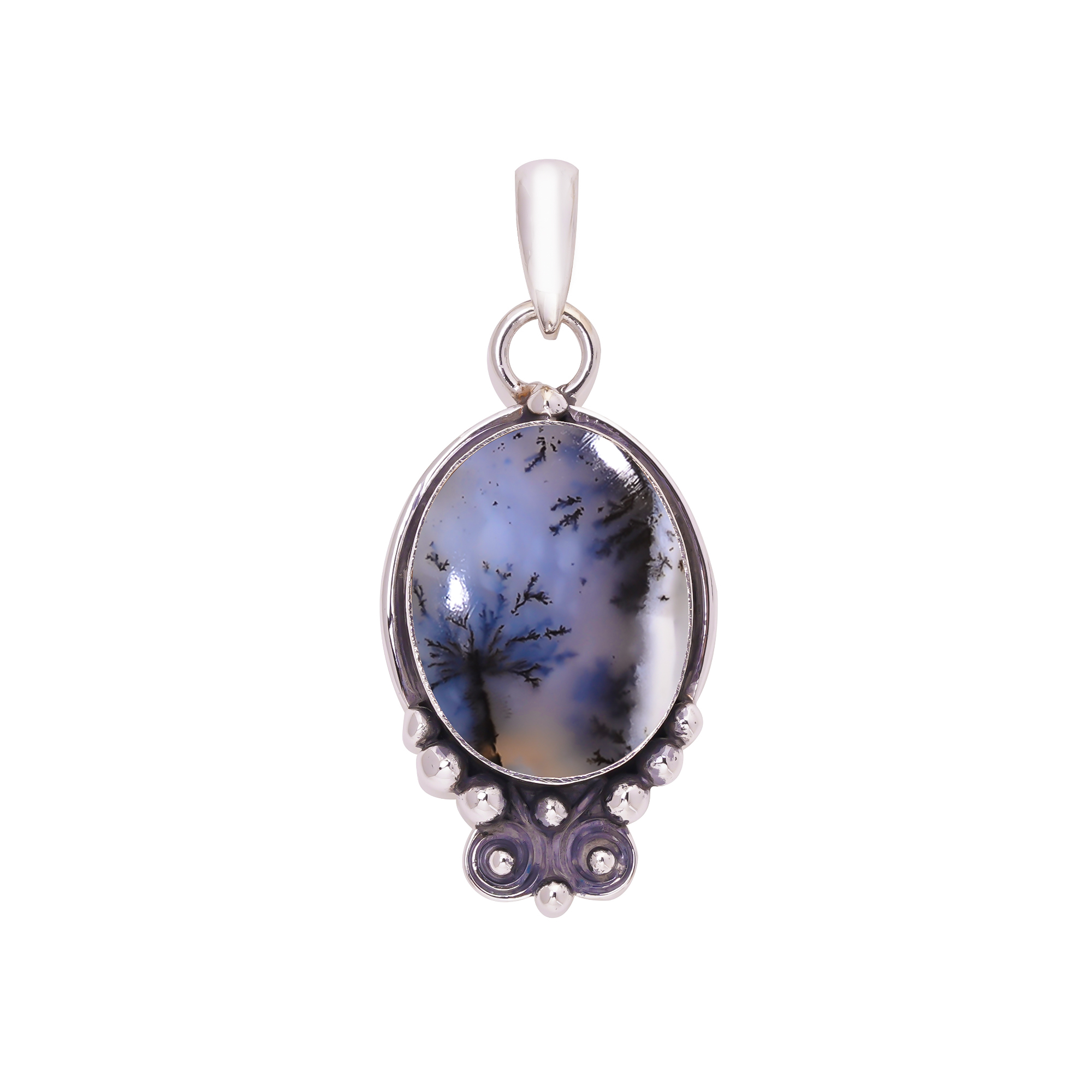 Dendritic Agate - Brazil 925 Solid Sterling Silver Pendant