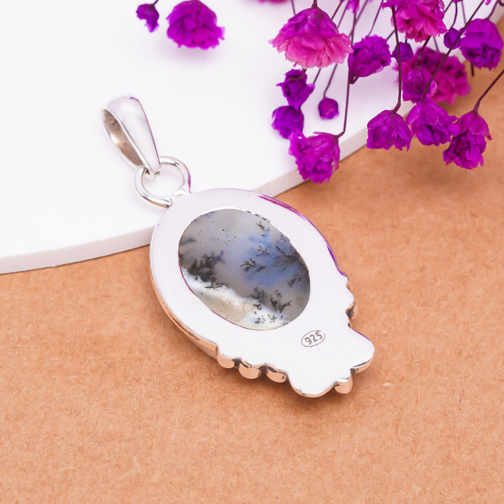 Dendritic Agate - Brazil 925 Solid Sterling Silver Pendant