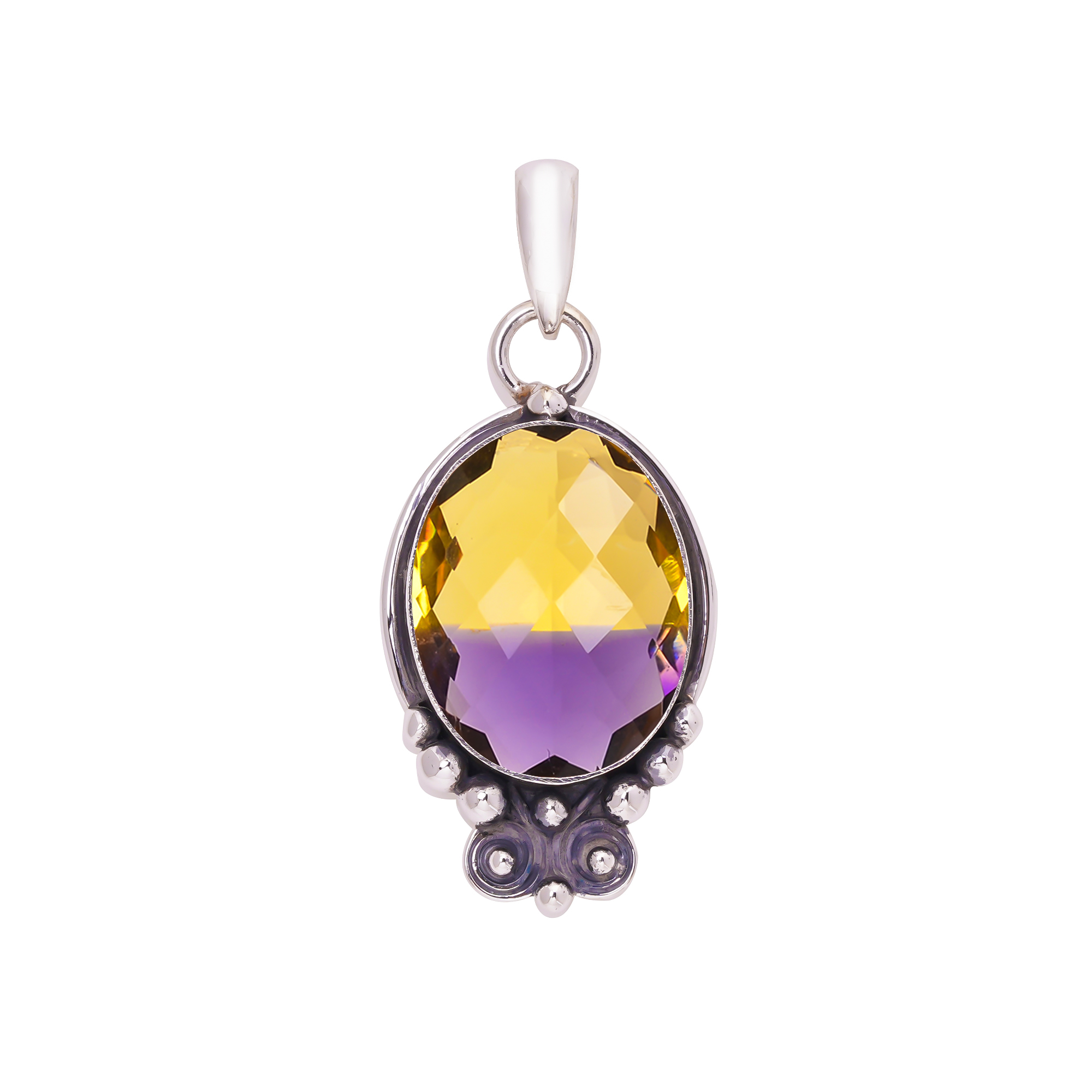 Ametrine - Simulated 925 Solid Sterling Silver Pendant