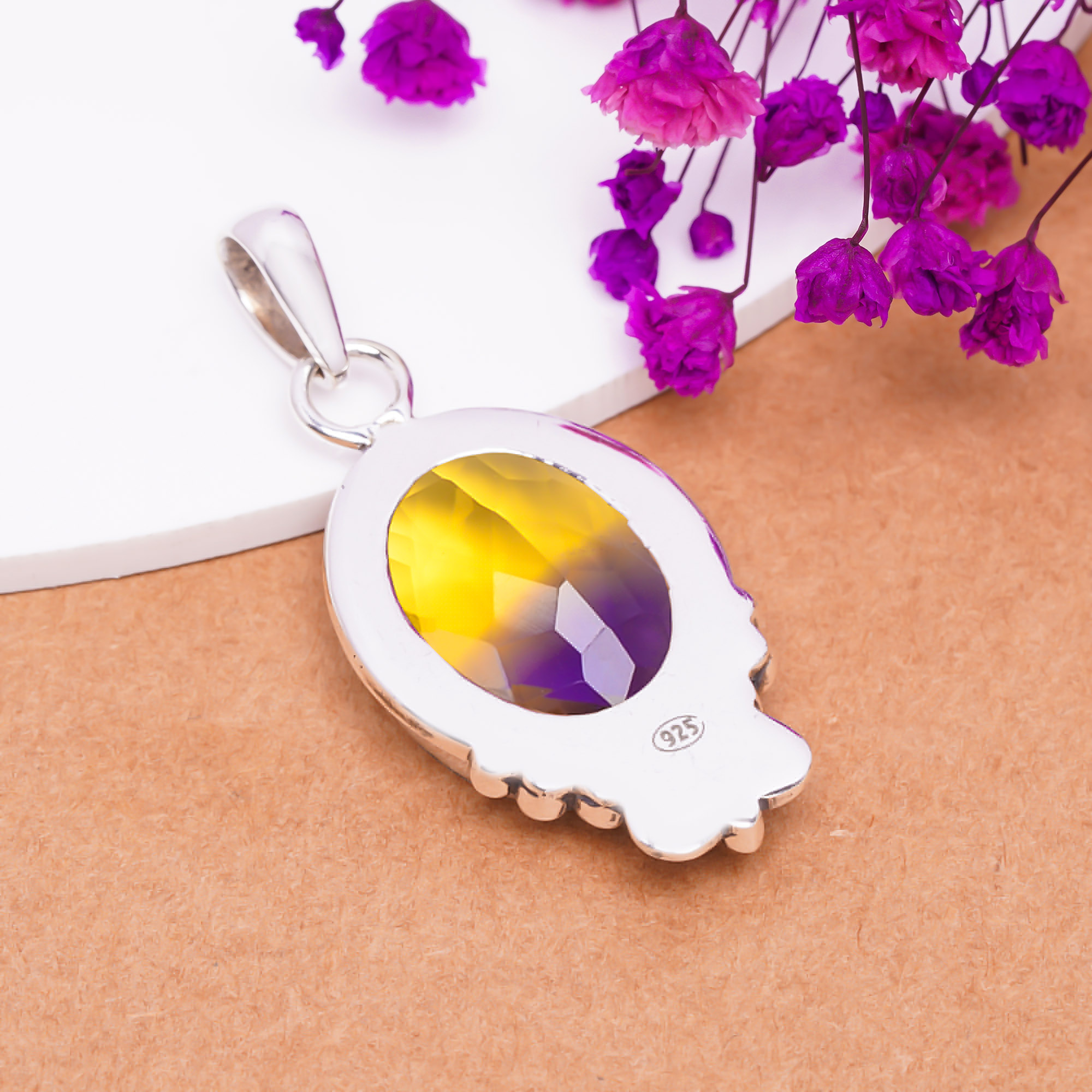 Ametrine - Simulated 925 Solid Sterling Silver Pendant