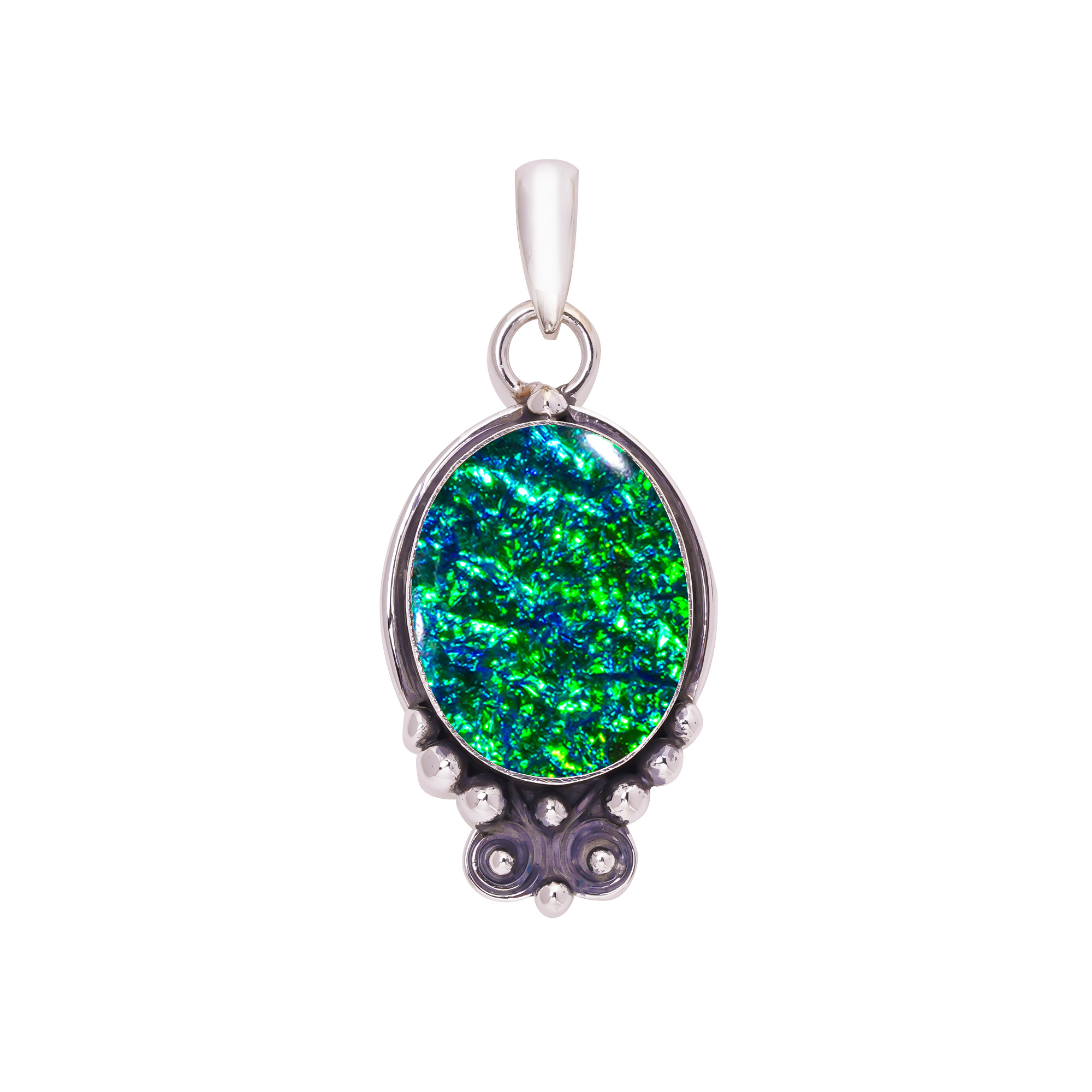 Triplet Opal - Simulated 925 Solid Sterling Silver Pendant