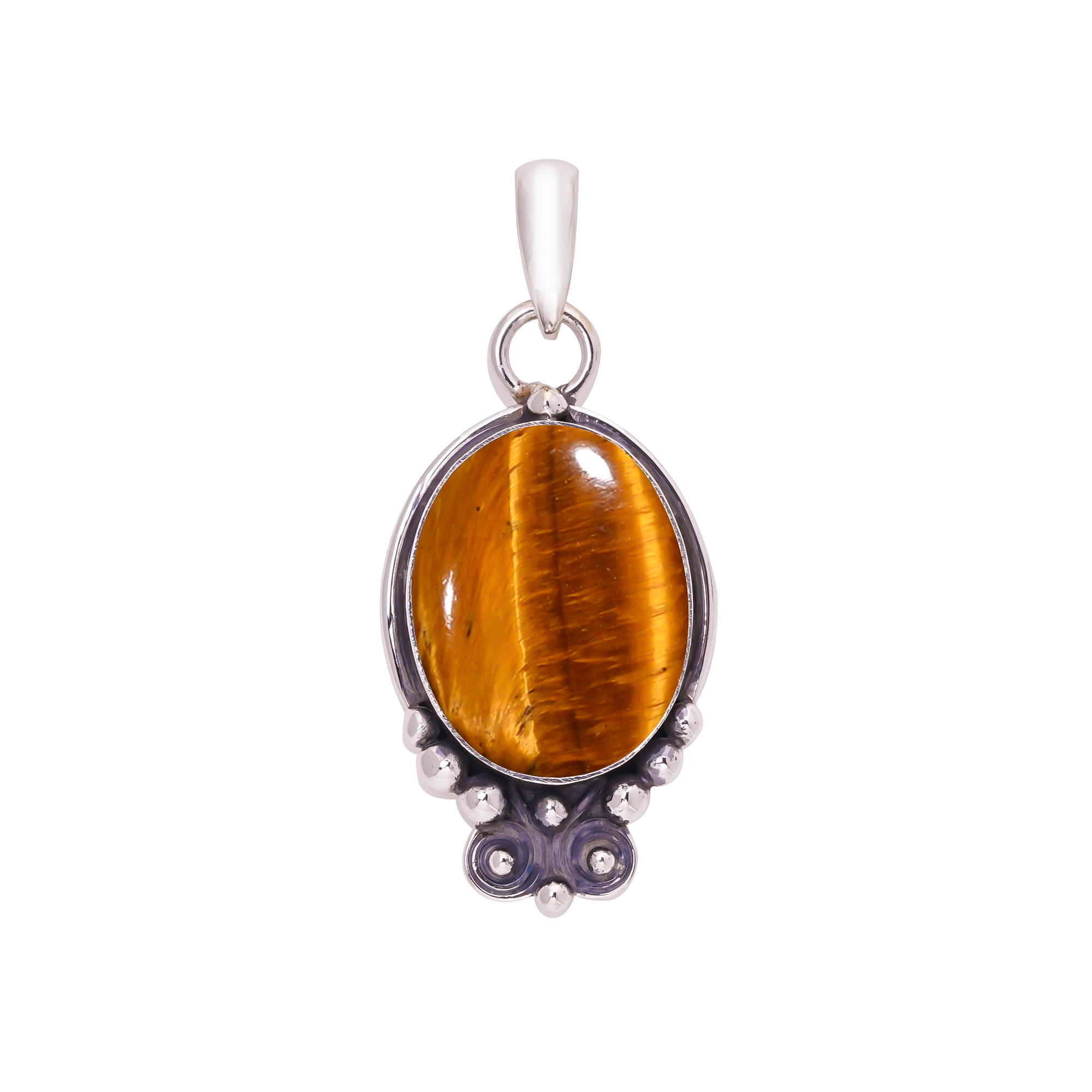 Yellow Tiger Eye - South Africa 925 Solid Sterling Silver Pendant